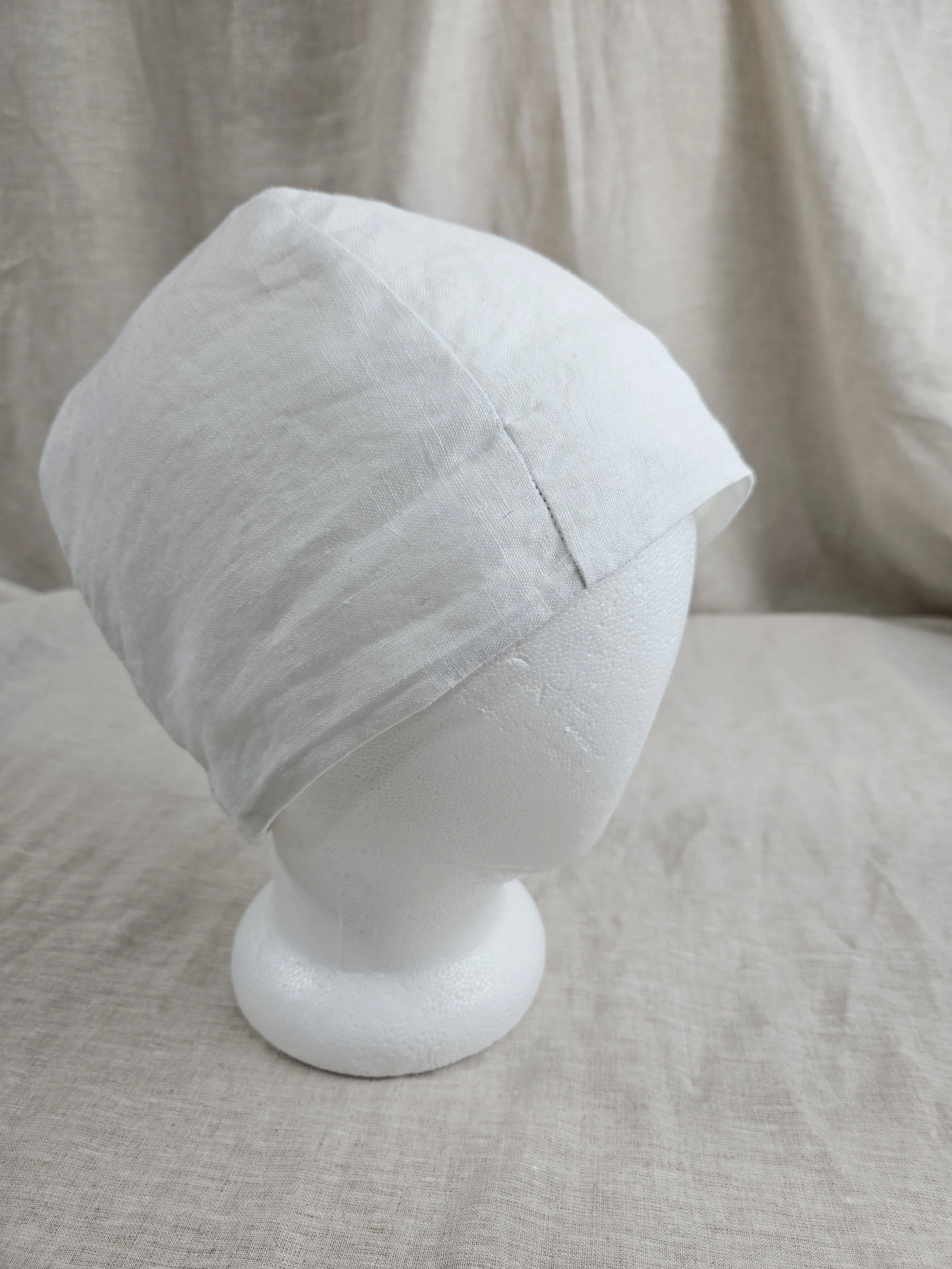 White Linen Work Cap - 22"
