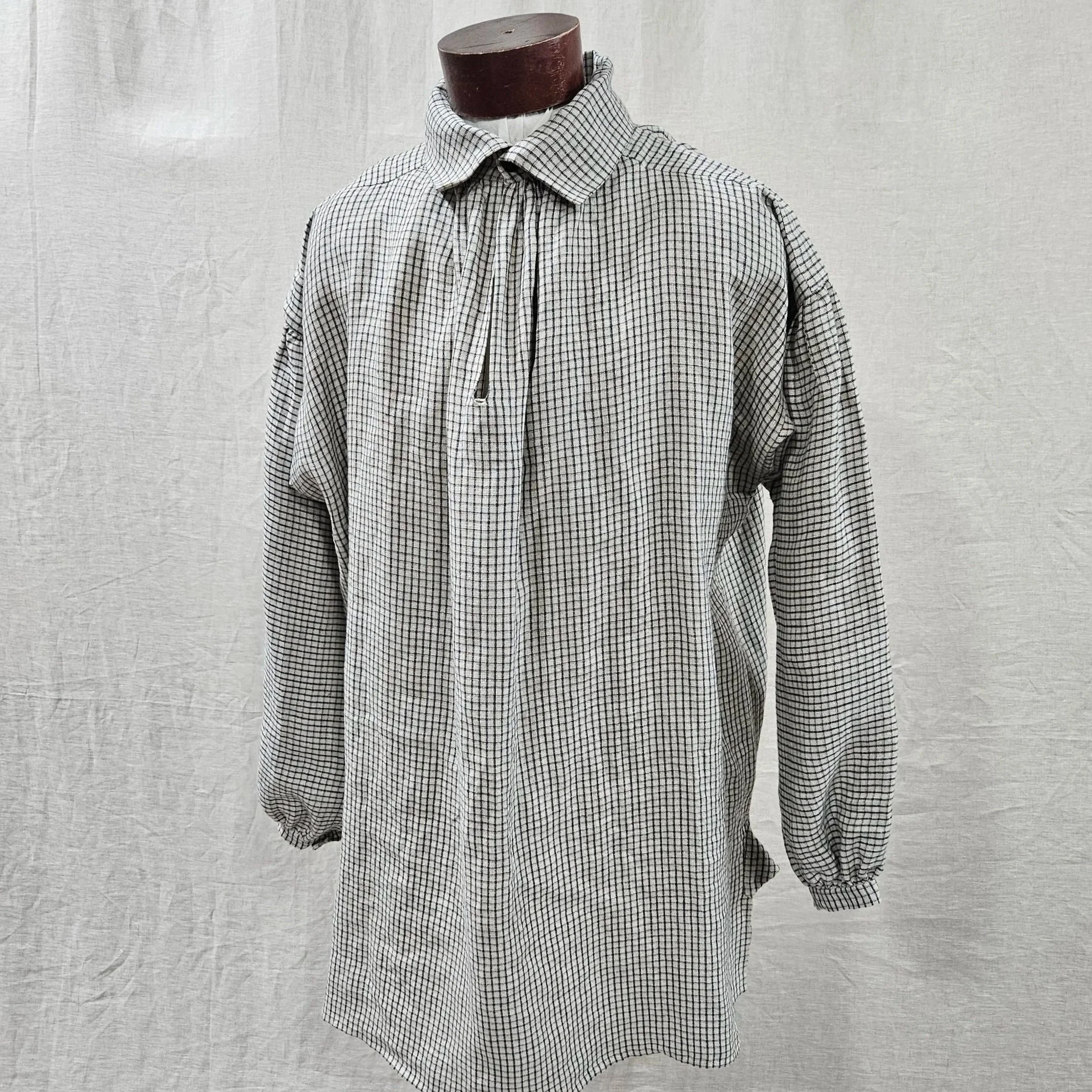 Natural Check Linen Shirt - XL