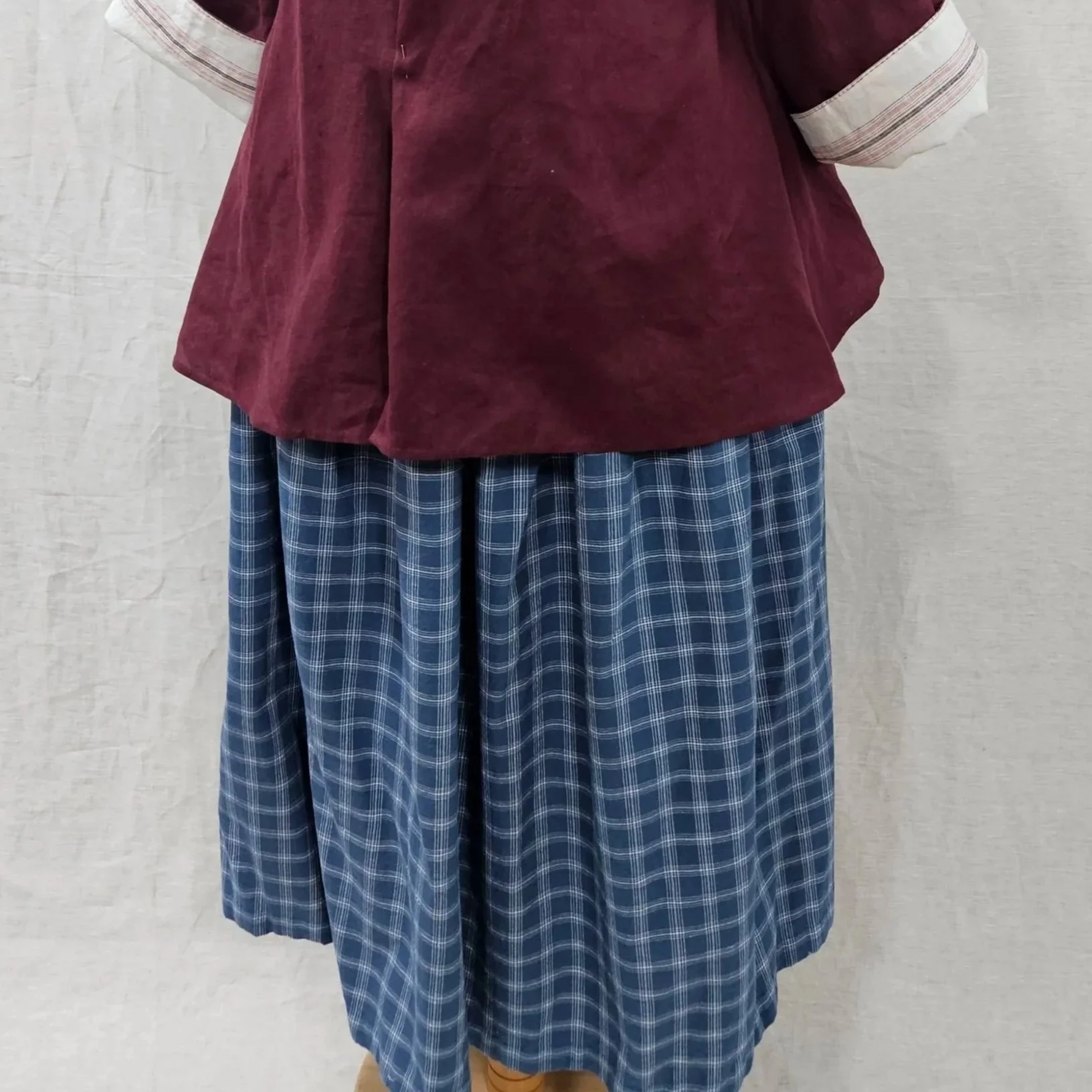 Blue/White Check Cotton Petticoat-XL