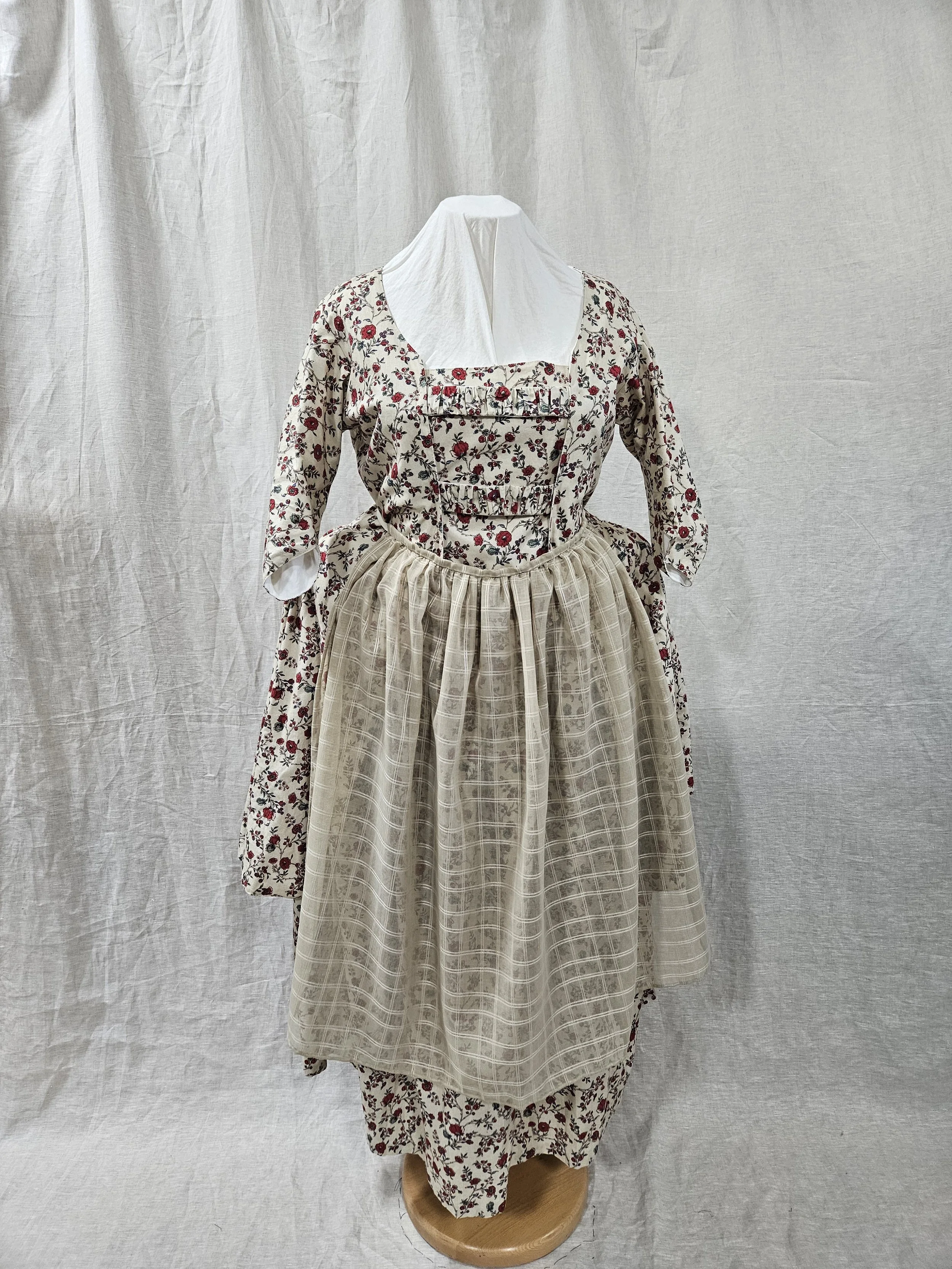 Cream Check Linen Voile Apron