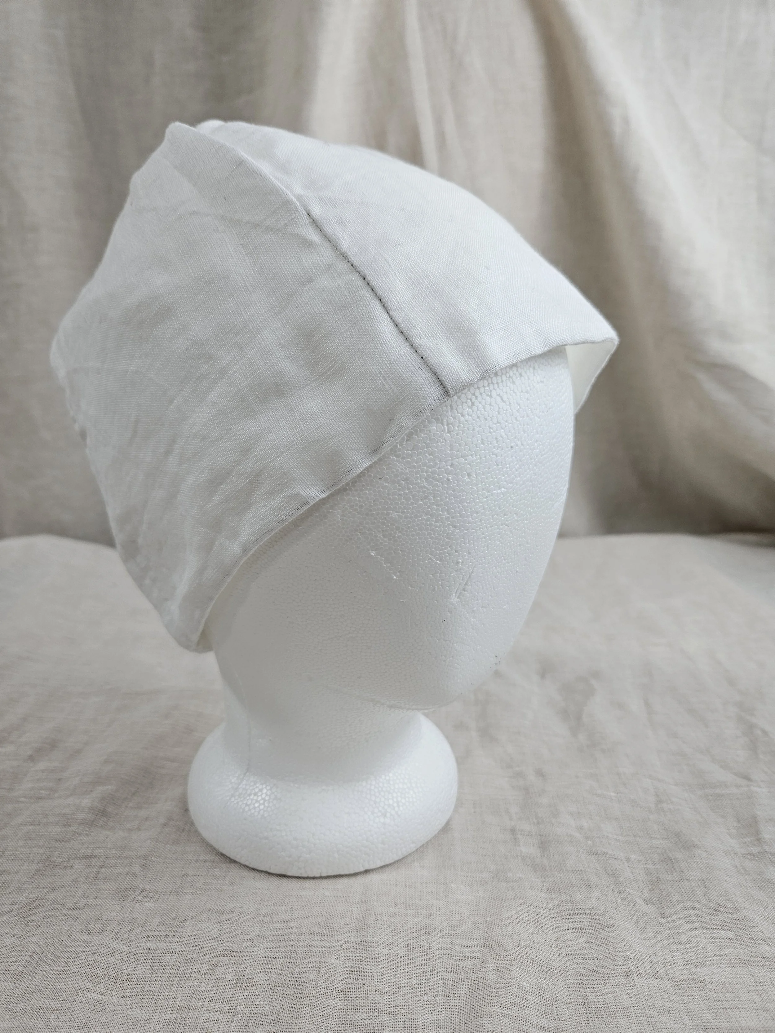 White Linen Work Cap - 23"