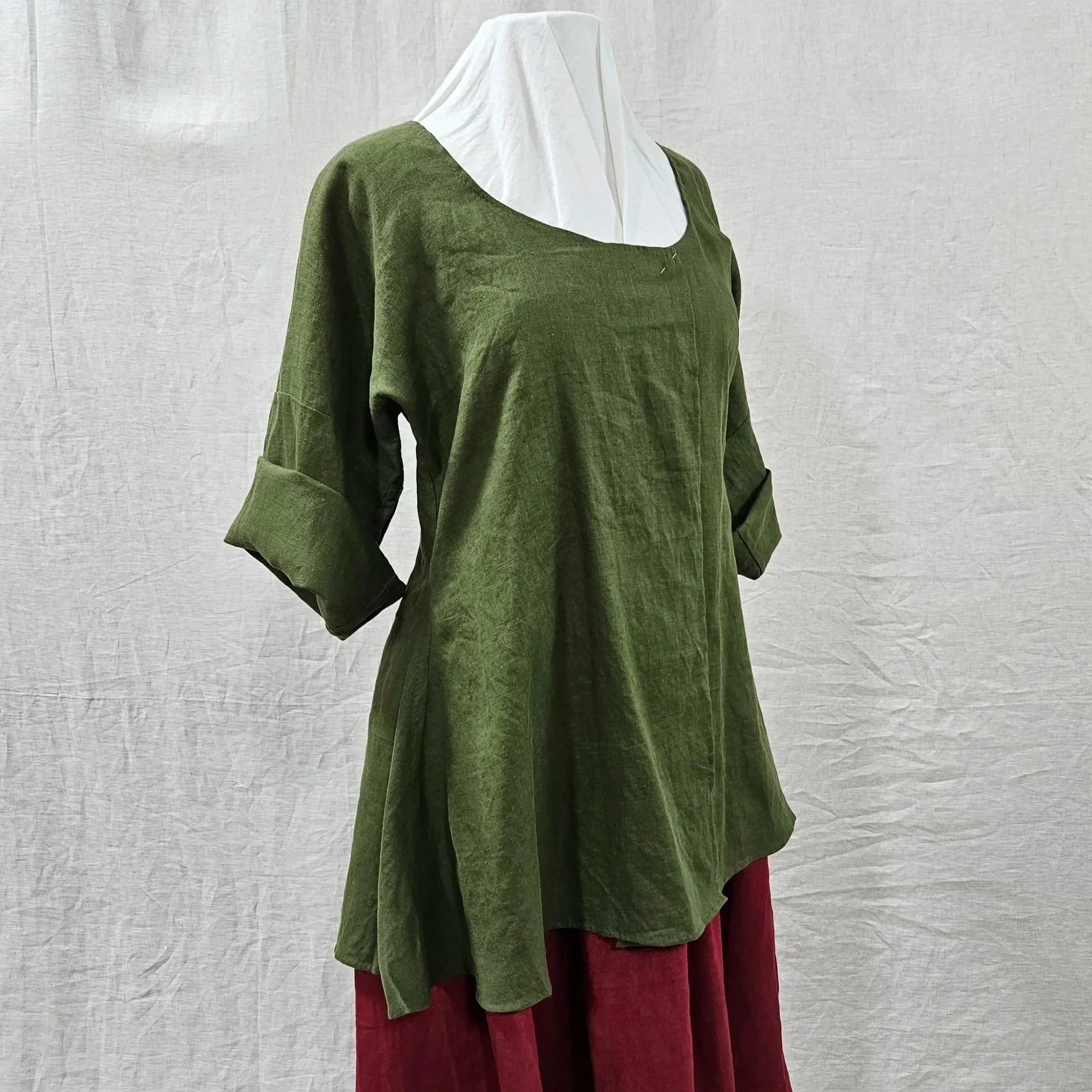 Olive Linen Shortgown-L