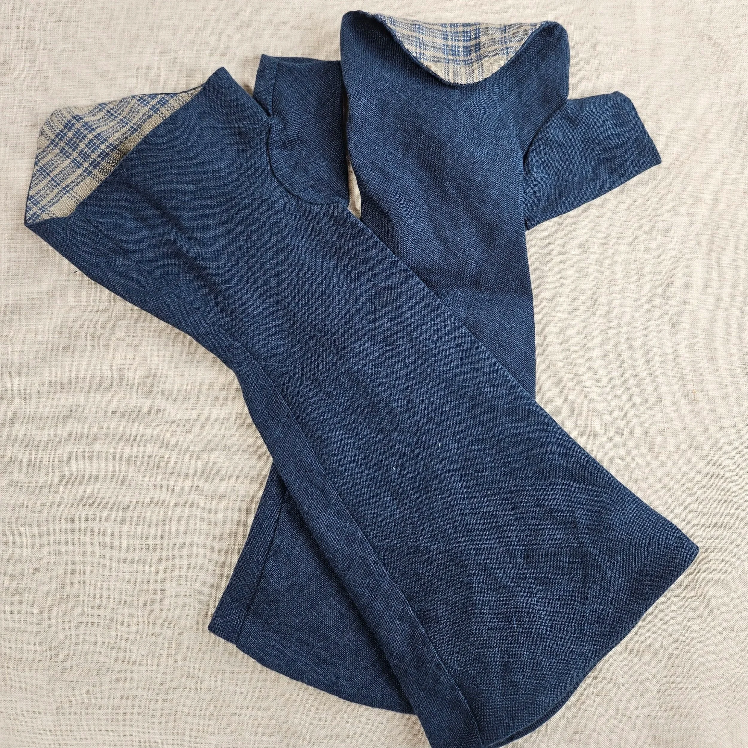 Cobalt Blue Linen Mitt-XL
