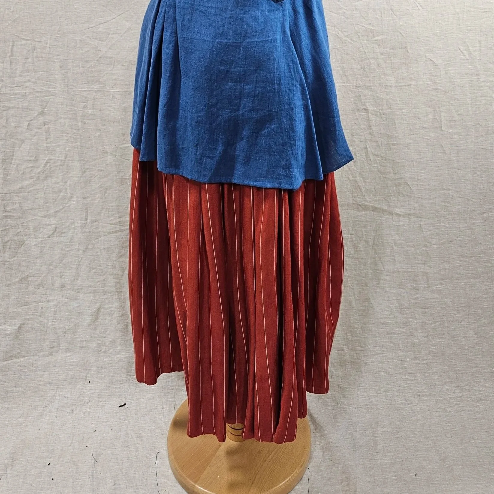 Coral/White Stripe Linen Petticoat-S