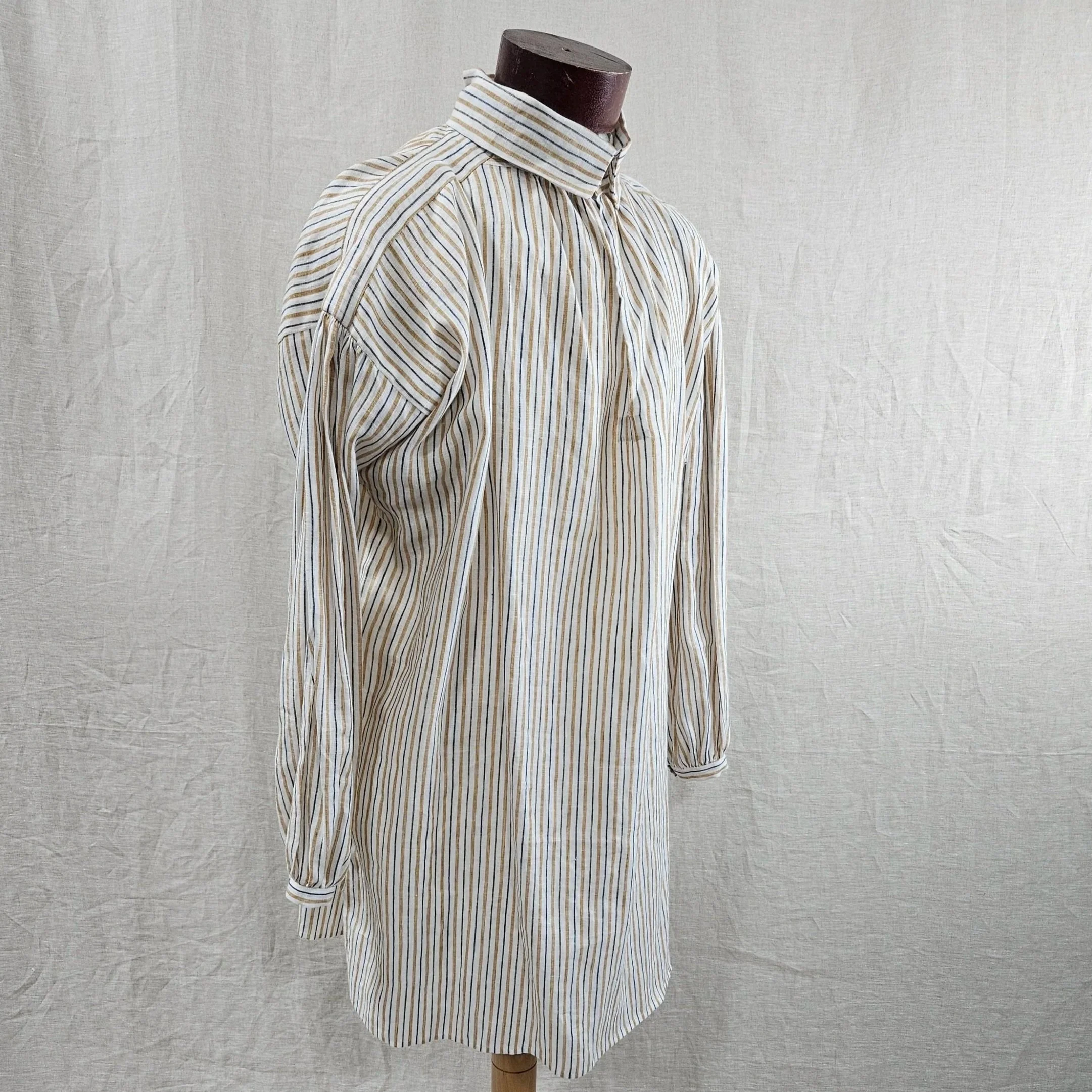 White/Butternut Linen Stripe Shirt - L