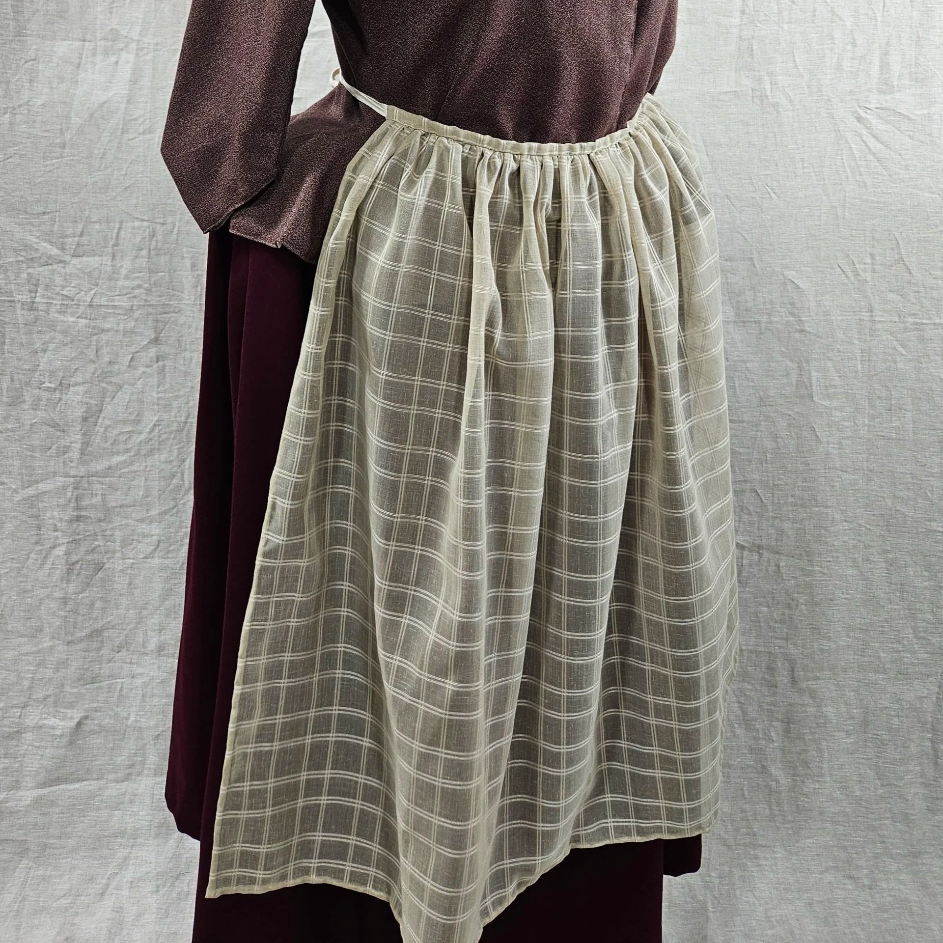 Cream Check Linen Voile Apron