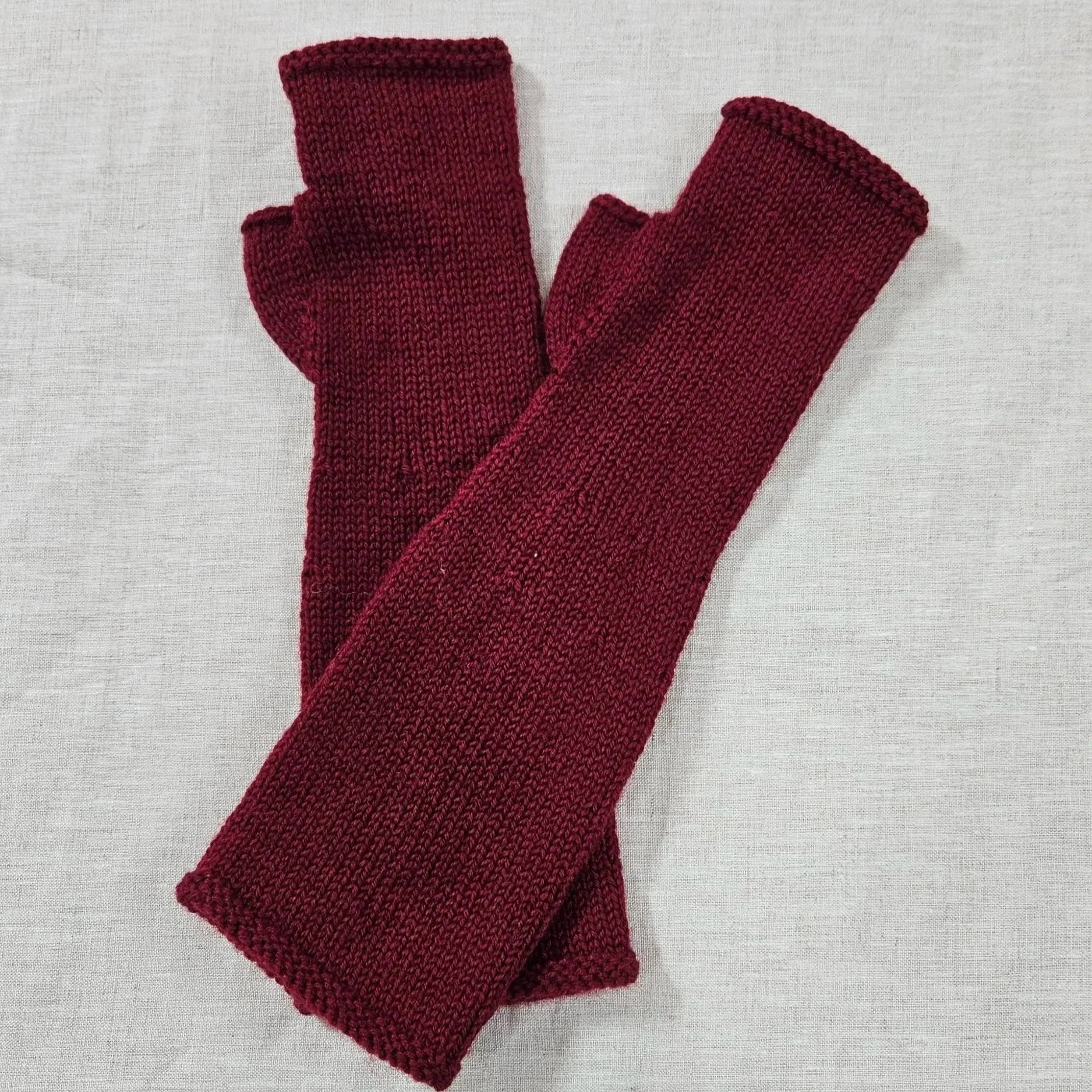 Wine Knitted Mitts-S