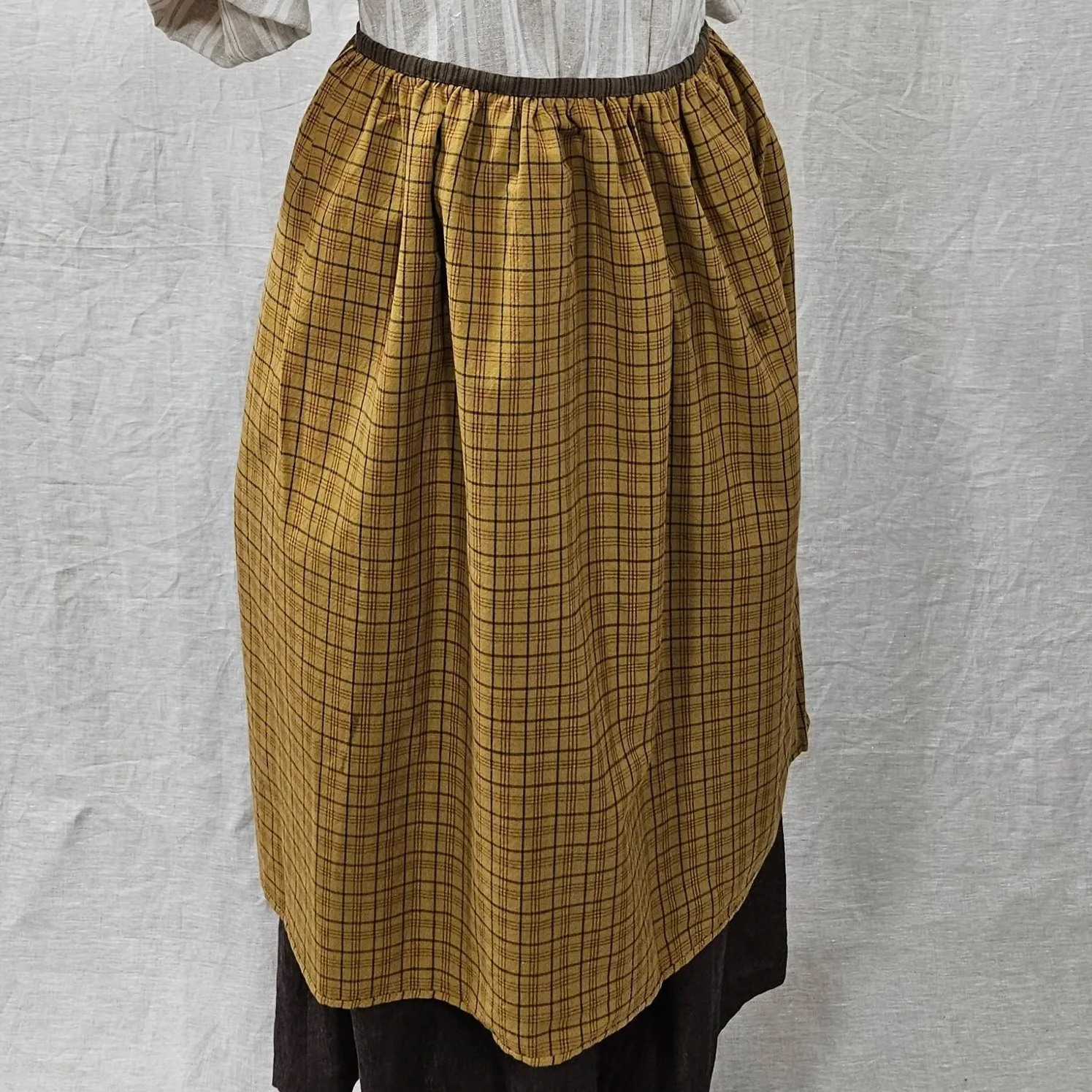 Mustard/Red/Black Check Cotton Apron