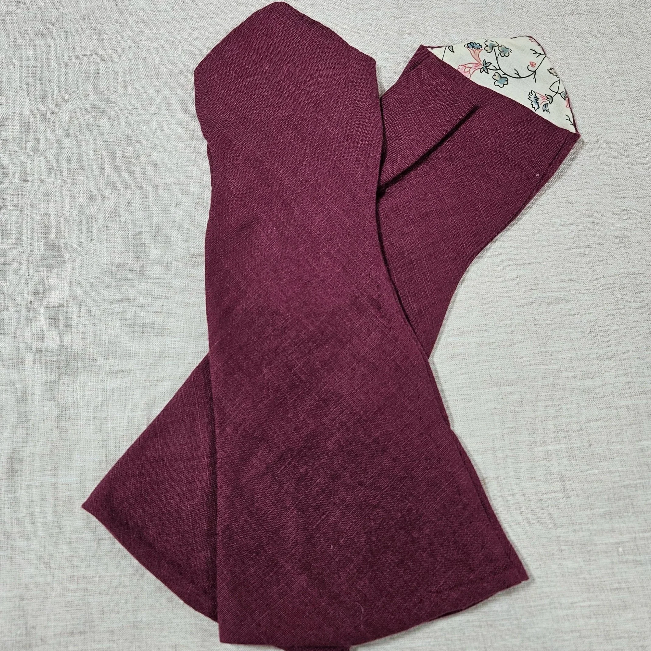 Burgundy Linen Mitts-XL