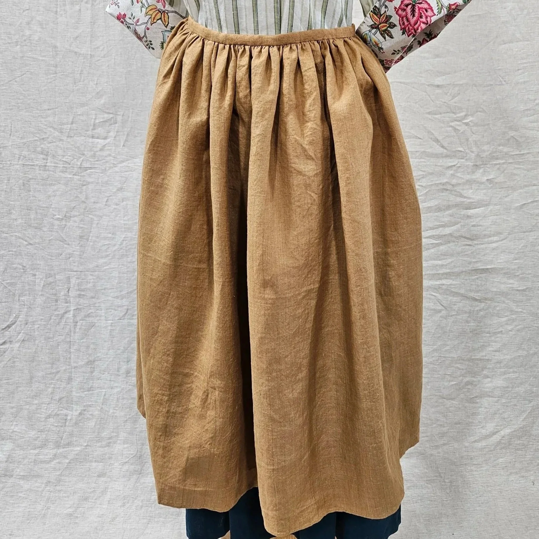 Gold/Blue Stripe Linen Apron