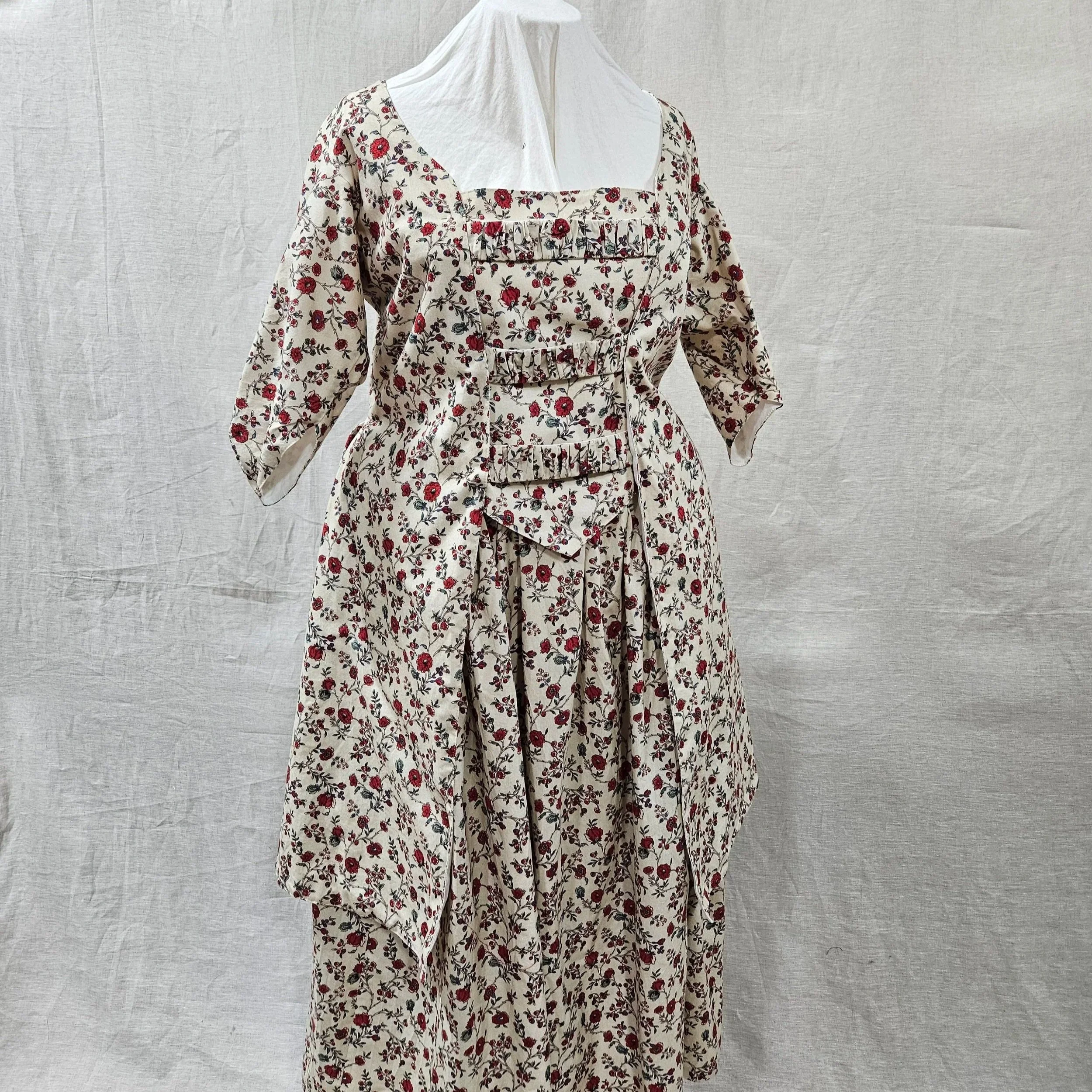 Cream Floral Caraco Jacket and Petticoat-XXL