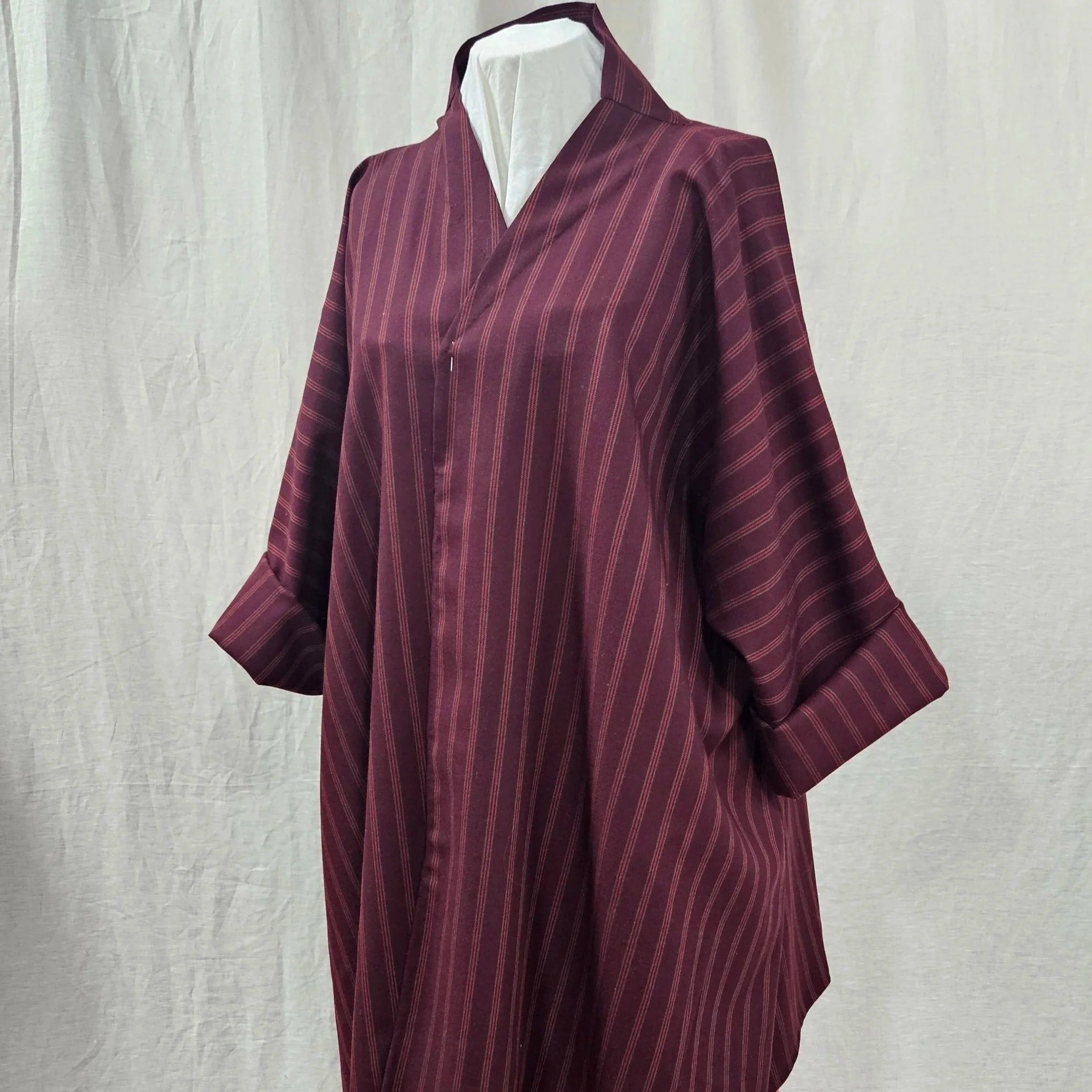 Merlot/Rose Stripe Wool B&T Style Bedgown-3XL