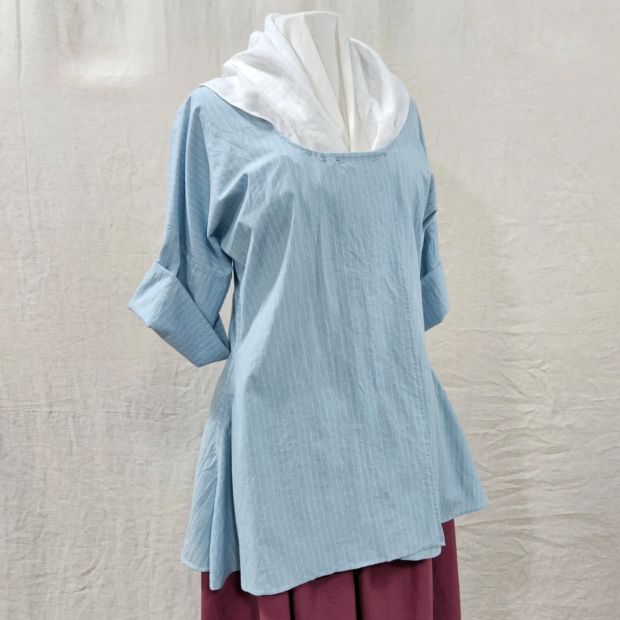 Pale Blue/White Stripe Shortgown-L