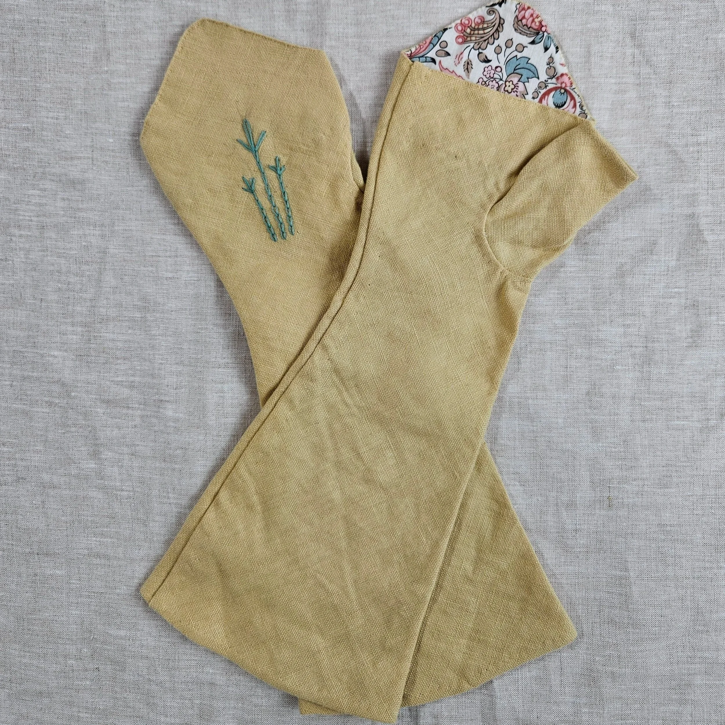 Yellow Linen Mitts-L