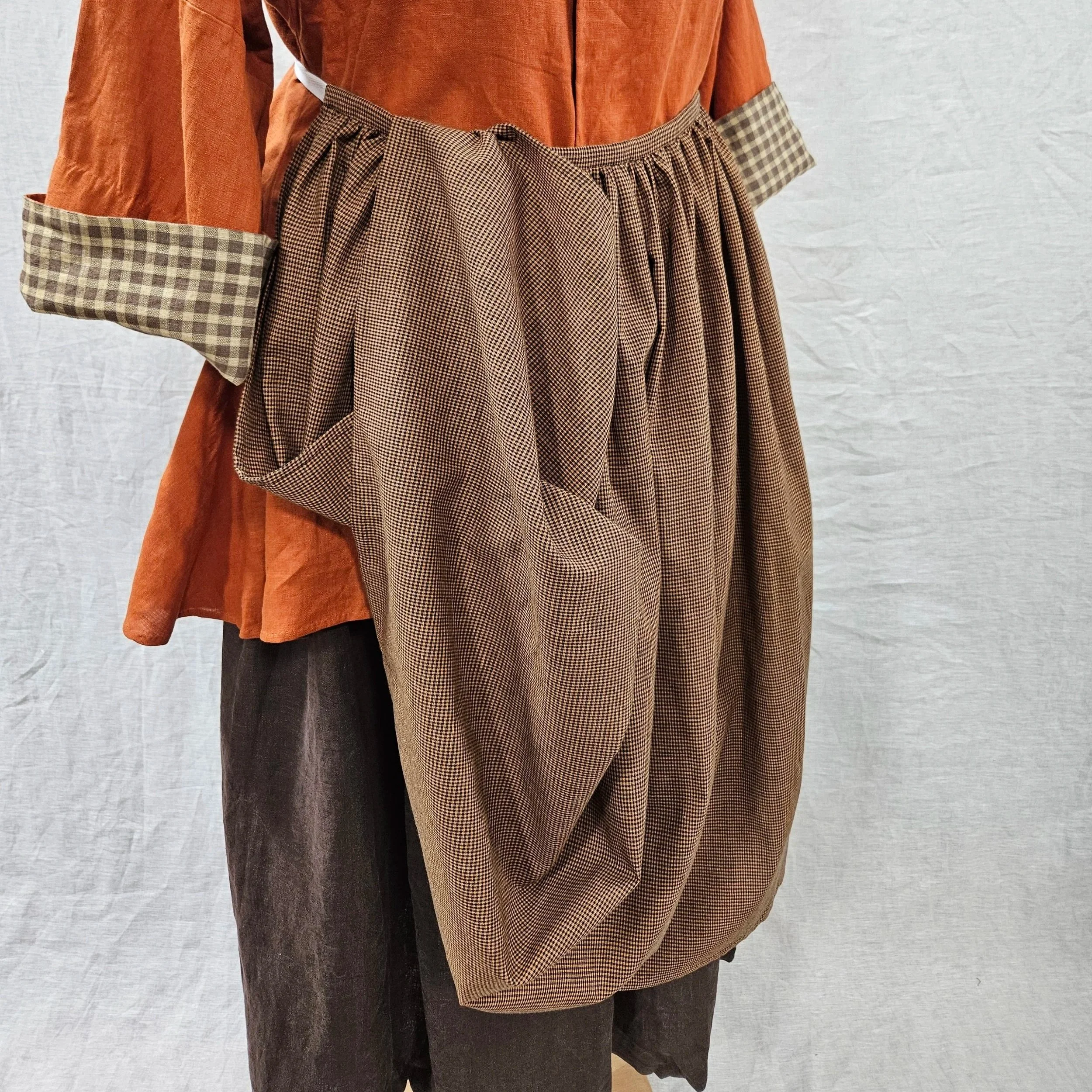 Orange/Black Check Cotton Apron