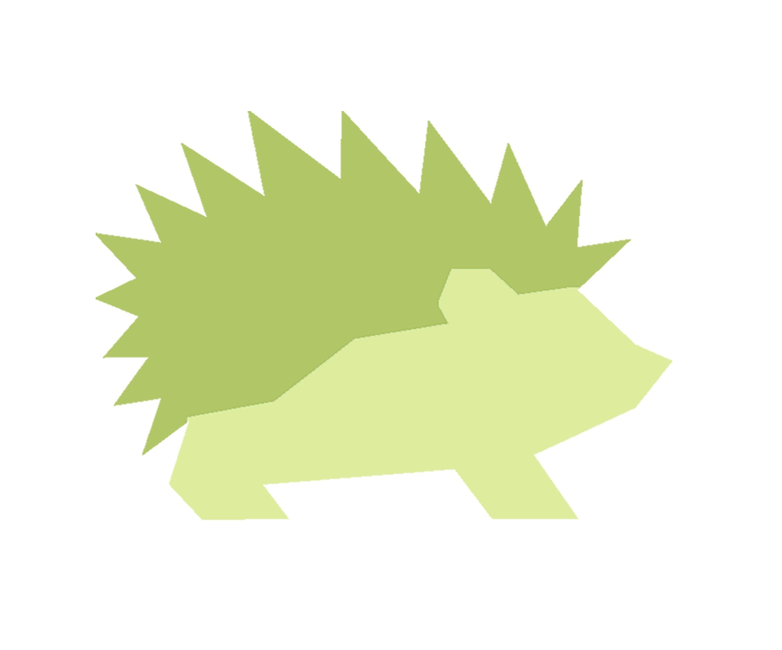 Illustration of a spiky green insect, resembling a hedgehog or porcupine, with a lighter green body and darker green spikes.