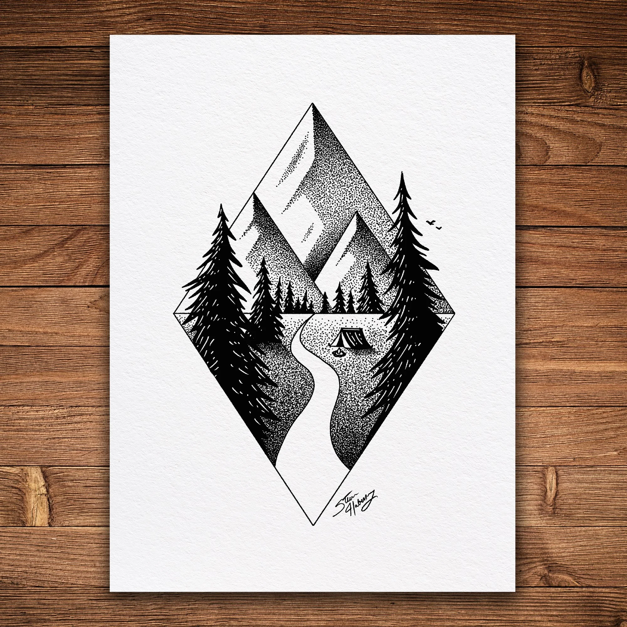 Mountain Path Print — Habby Art - Whimsical Ink Drawings by Steve Habersang