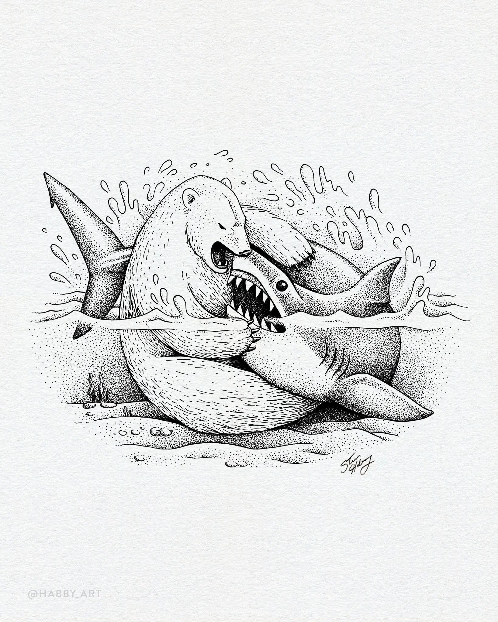 Inktober 20: “Rivals” • π¦ vs. π»‍βοΈ • Not exactly rivals, but it'd be a hell of a fight. 
.
.
.
#inktober #inktober2025 #inktoberrivals #stippling #drawing #draw #draweveryday #creative #illustration #blackandwhite #sketch
