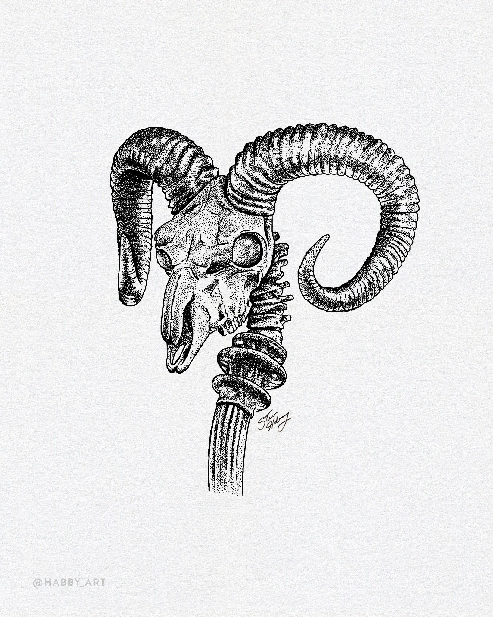 Inktober 9: &ldquo;Ram&rdquo; 🐏 &bull; The Havoc Staff &bull; This is a deep cut for Masters of the Universe fans. Check out the second slide to see Skeletor using it. Brings me back to the 80s. 💀🤘

#inktober2026 #inktober #drawing #draweveryday  