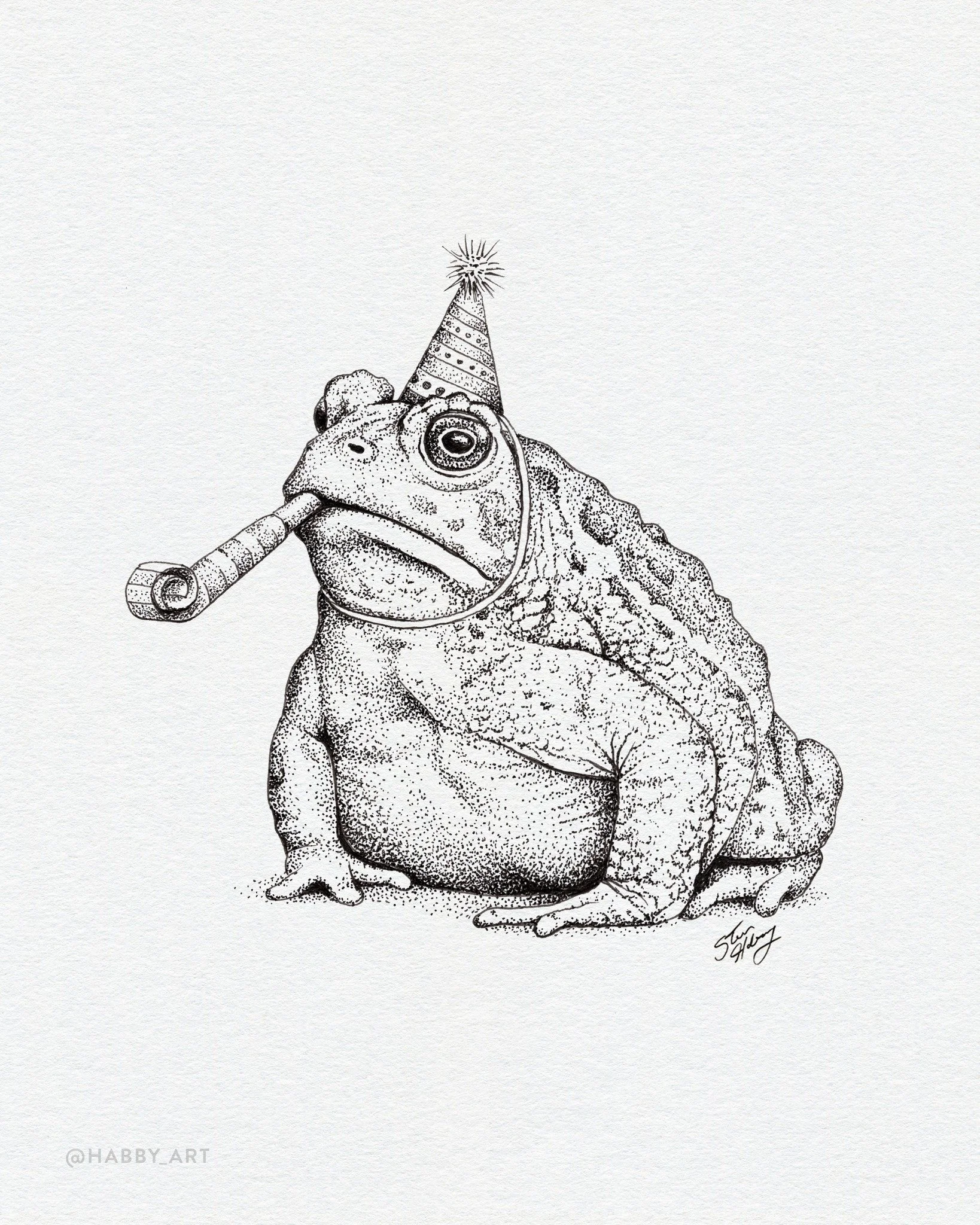 Inktober 15: &ldquo;Hooray&rdquo; 🐸🎉 &bull; Let's get the party started. Swipe to see some drawing process pics.

@inktober #inktober #inktober2026 #inktober2026hooray #inktoberhooray #inkillustration