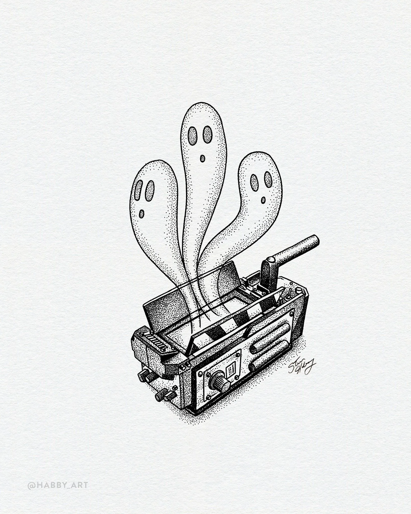 Inktober 17: &ldquo;Contraption&rdquo; 👻 &bull; I ain't afraid of no ghosts. 

@inktober #inktober #inktober2026 #inktober2026contraption #penandink #ghostbusters