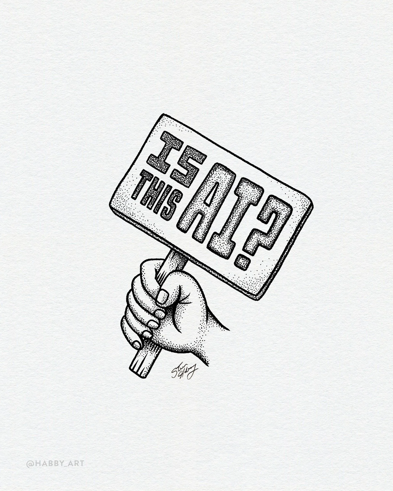 Inktober 19: &ldquo;Confused&rdquo; 👀 &bull; I seriously can't look anywhere anymore without seeing the AI slop. And it's been getting even harder to decipher real vs. fake. Ugh! But when in doubt, check the fingers. Keep art human! ✊

@inktober #in