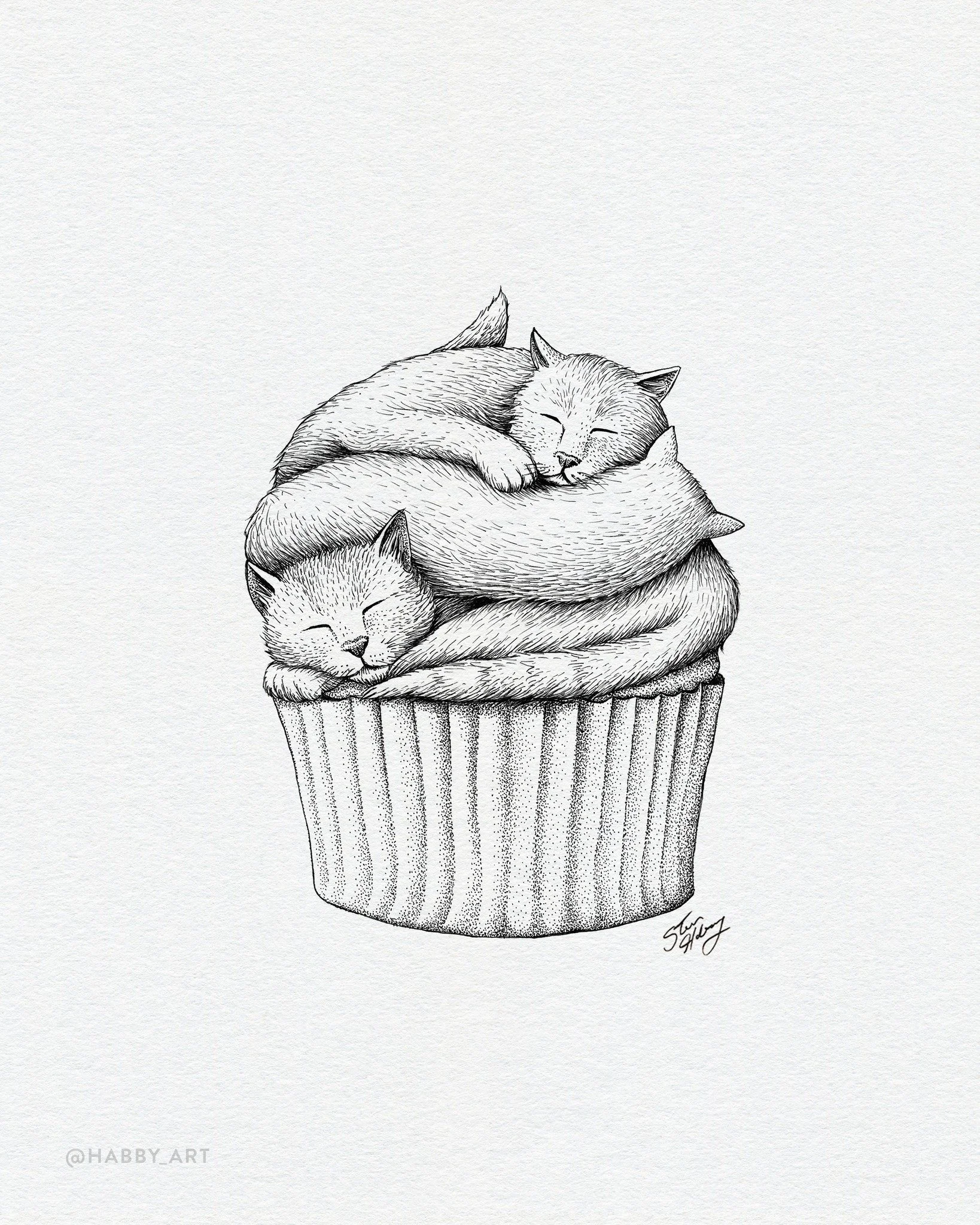 Inktober 24: &ldquo;Bake&rdquo; 😸🧁 &bull; Okay I know it's weird. But I'm feeling hungry now.

@inktober #inktober #inktober2026 #inktober2026bake #inktoberbake #inkillustration