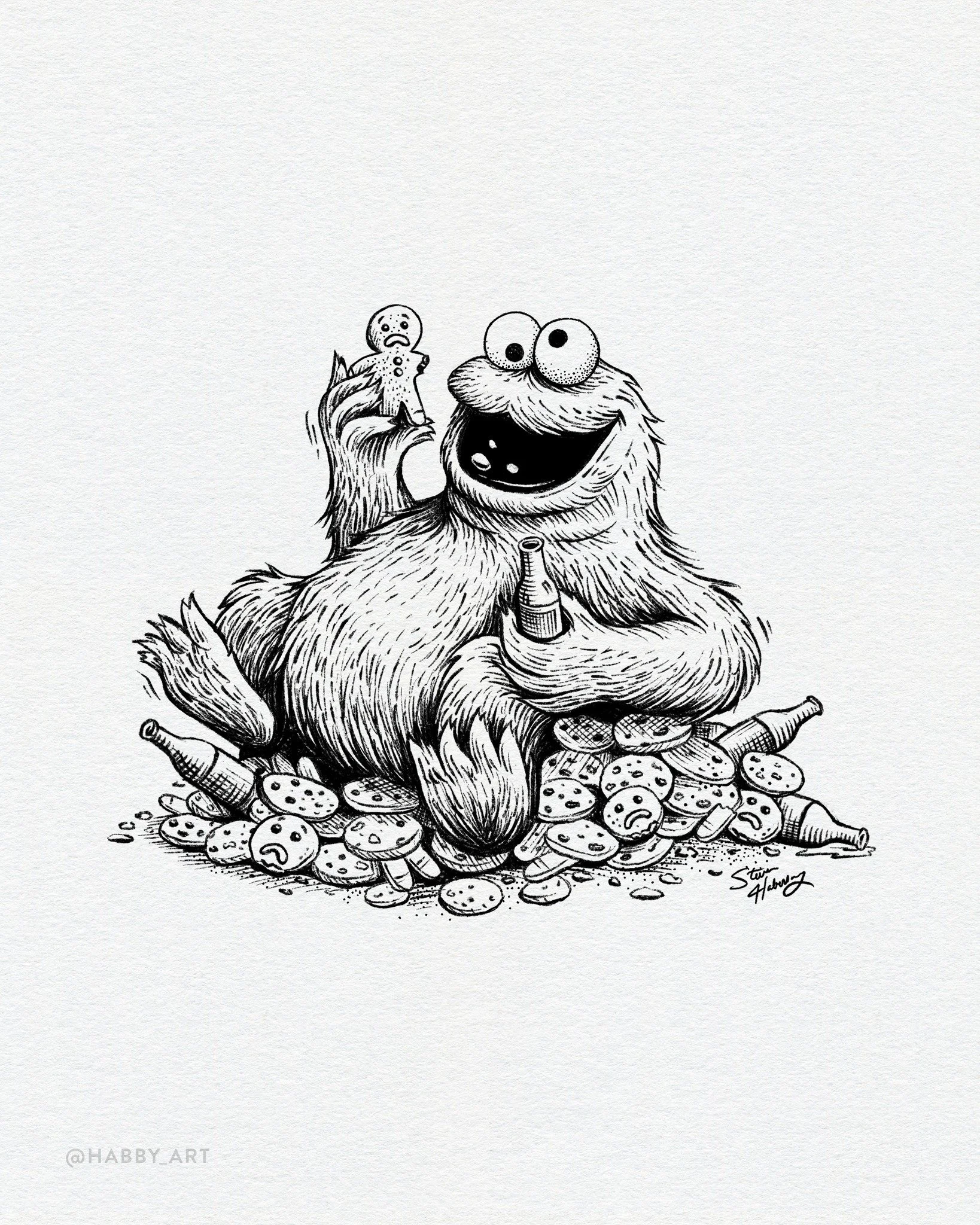 Inktober 30: &ldquo;Cookie&rdquo; 🍪 &bull; Somebody stop him!

One more Inktober to go! Next up: "Flex". 

@inktober #inktober #inktober2026 #inktober2026cookie #penandink #cookiemonster