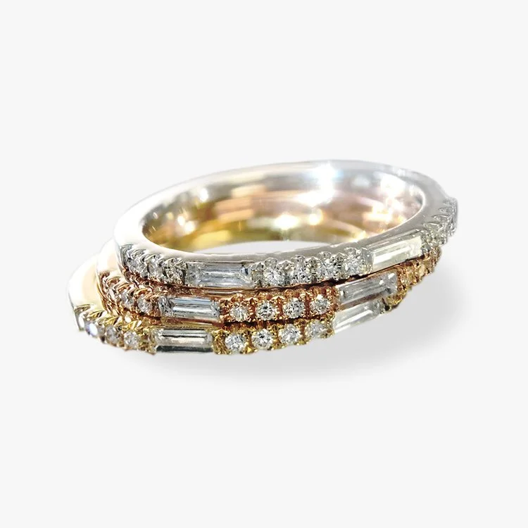 Gold and Diamond Stack Rings
