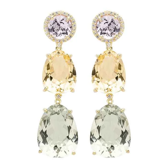 Vianna Brasil colored gemstone & 18K gold earrings