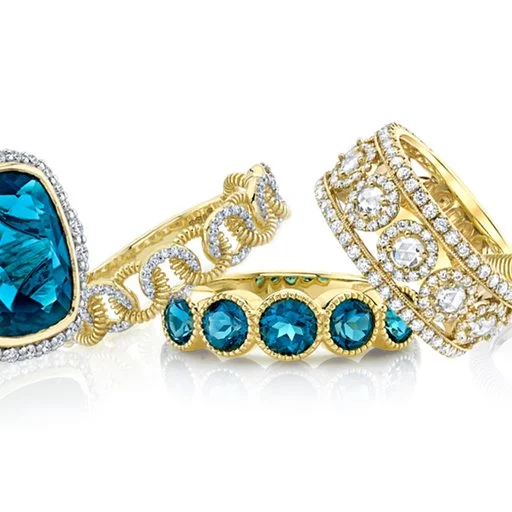 Sloane Street Blue Topaz and Diamond Rings