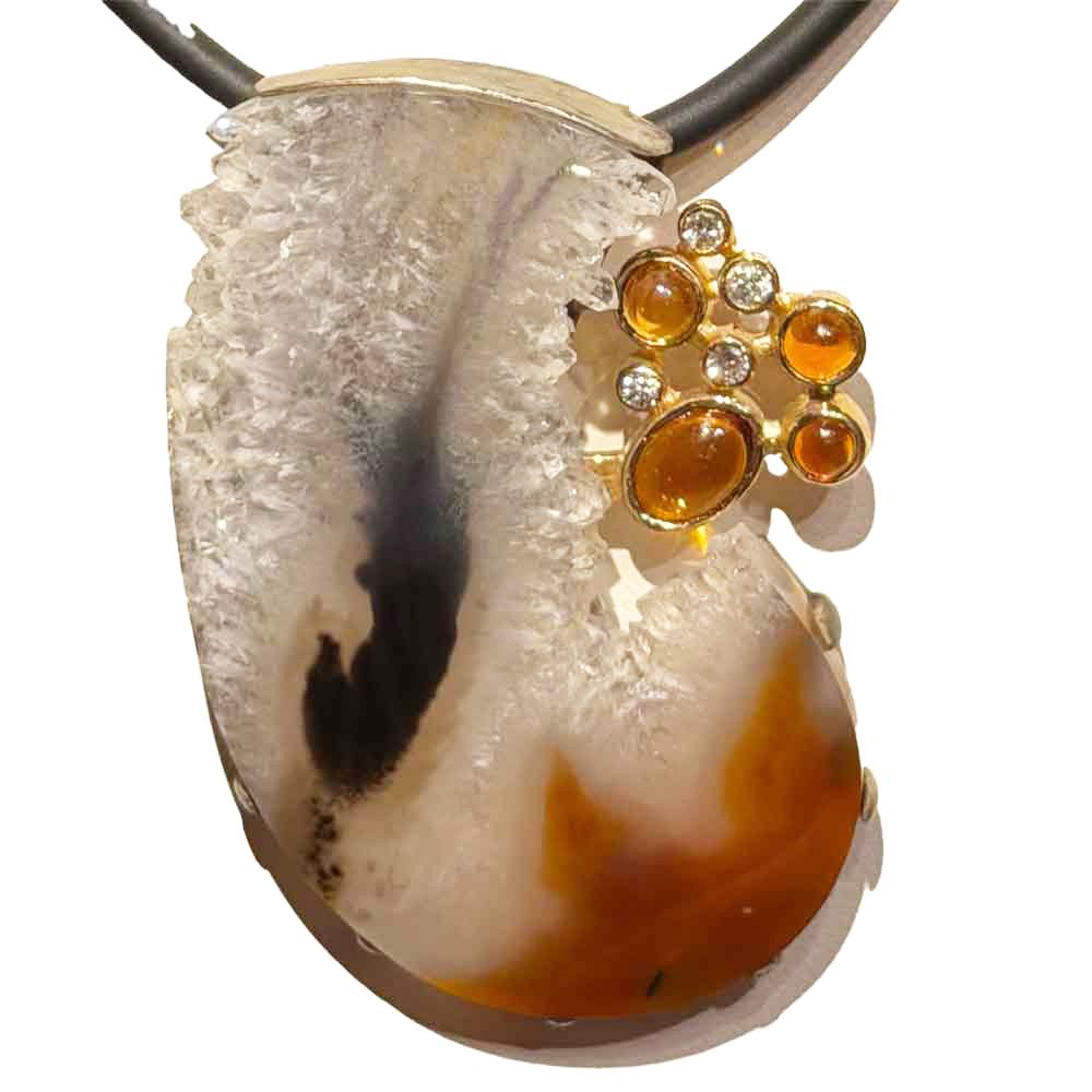 Jasper and Mexican Opal pendant by Nick Kosturos.