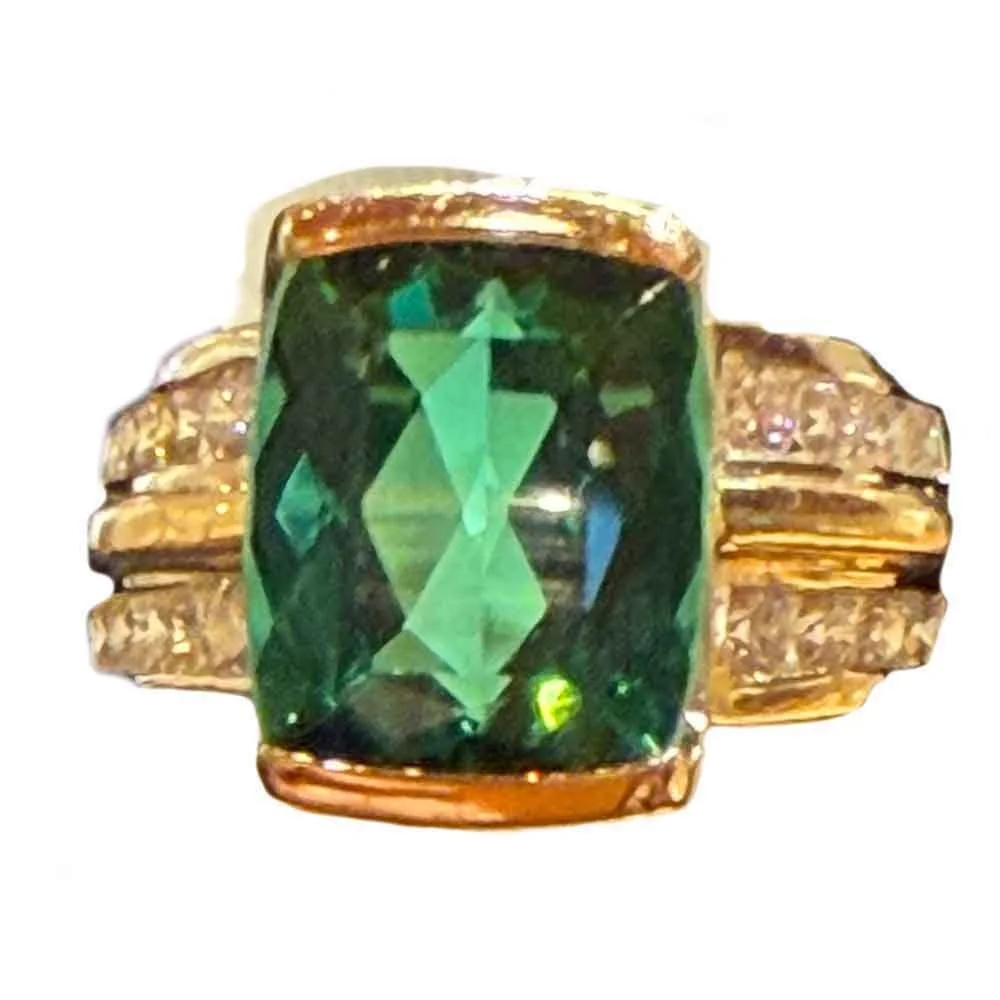 Green T ourmaline and Gold Ring by Nick Kosturos