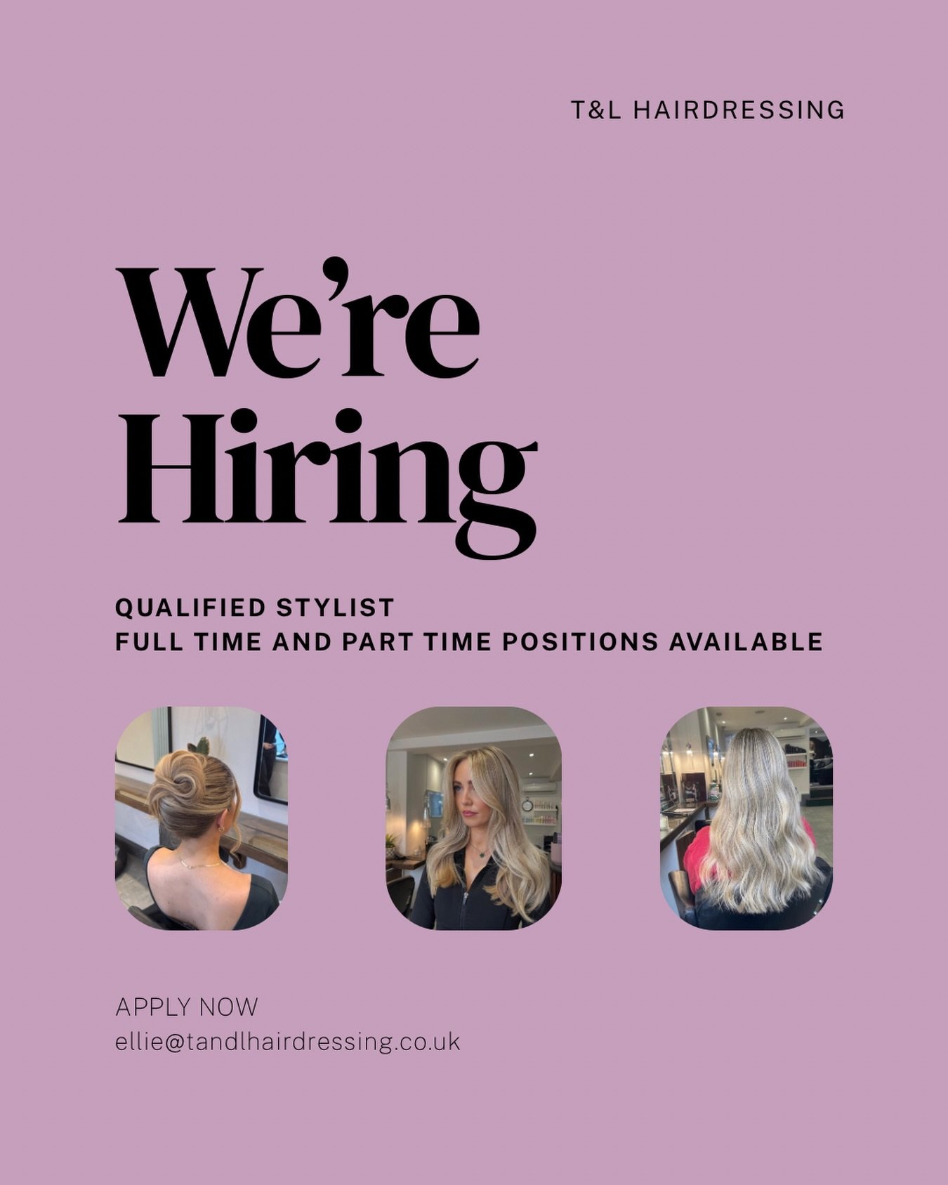WE&rsquo;RE RECRUITING! 
@tandlhairdressing is expanding, and we&rsquo;re on the lookout for a creative, passionate, and talented stylist to join our amazing team! 💇&zwj;♀️💇&zwj;♂️

✨ Are you a qualified stylist looking to better your hairdressing 