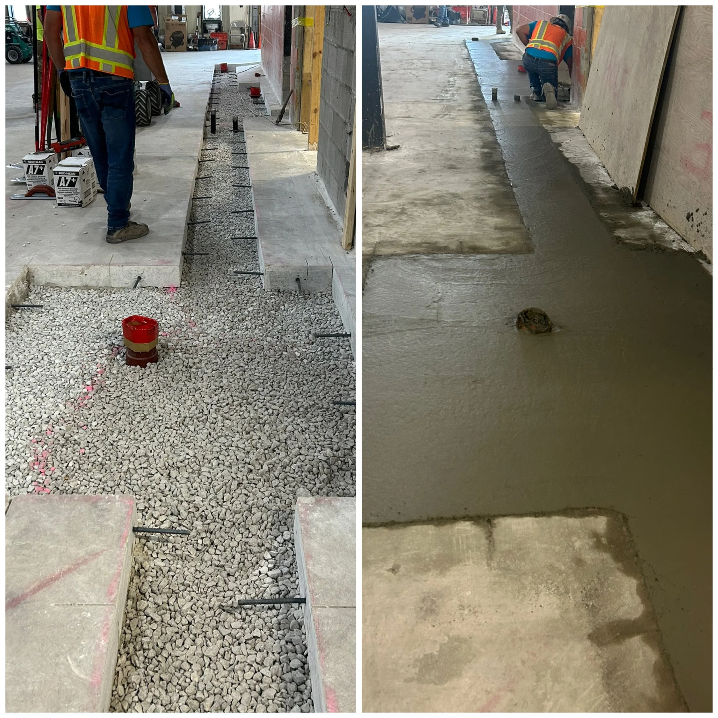 Before and After Concrete pourback