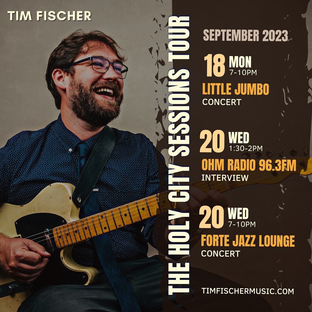 The Holy City Sessions official record release tour! Sep 18 Concert at @littlejumbobar 7-10pm, Sep 20 Interview at @ohmradio963 1:30-2pm, Sep 20 Concert at @fortejazzlounge 7-10pm. #jazzguitar #albumrelease #recordrelease