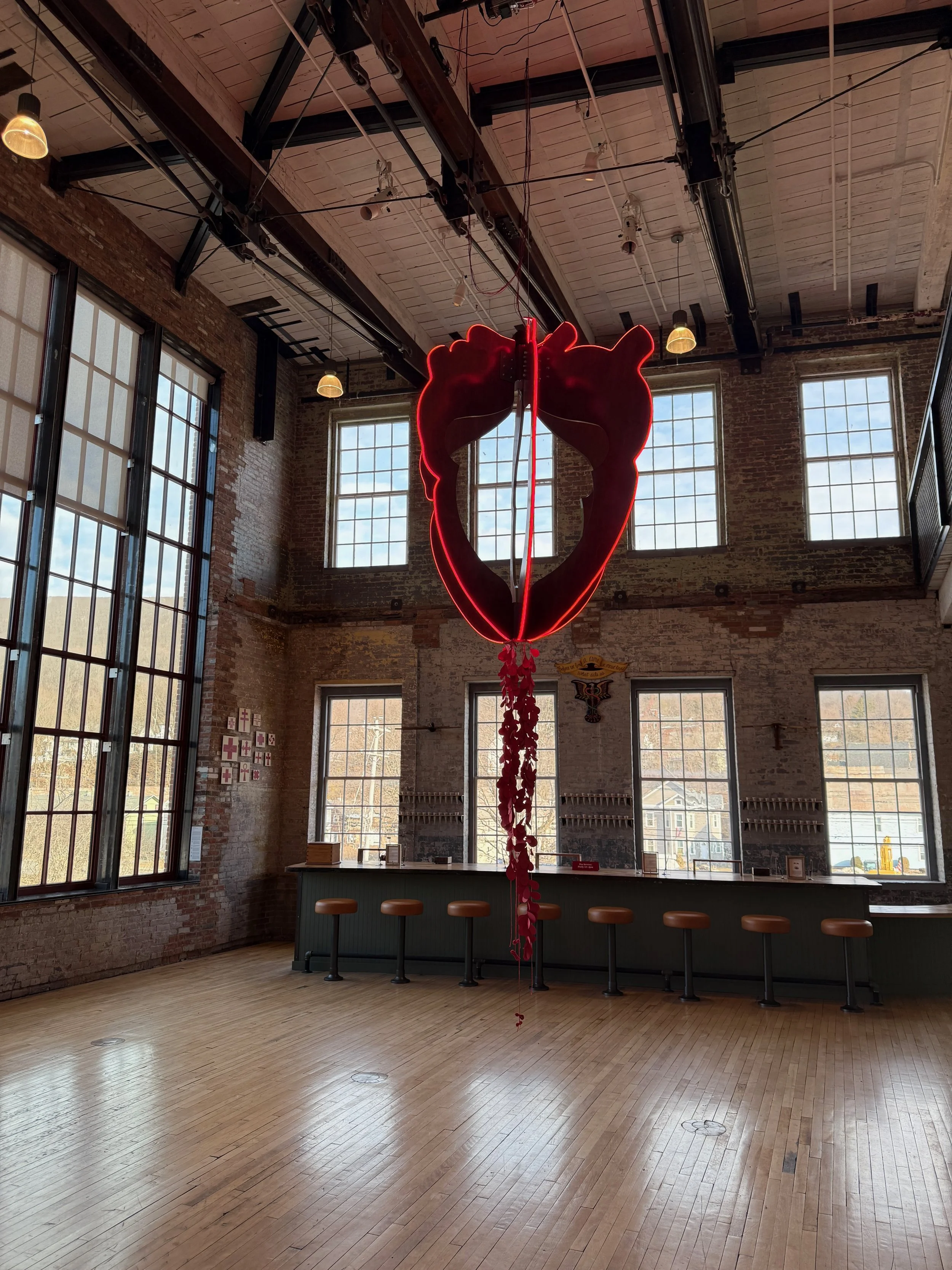 A heart chandelier that I designed and wired for Alison Pebworth's Cultural Apothecary. 