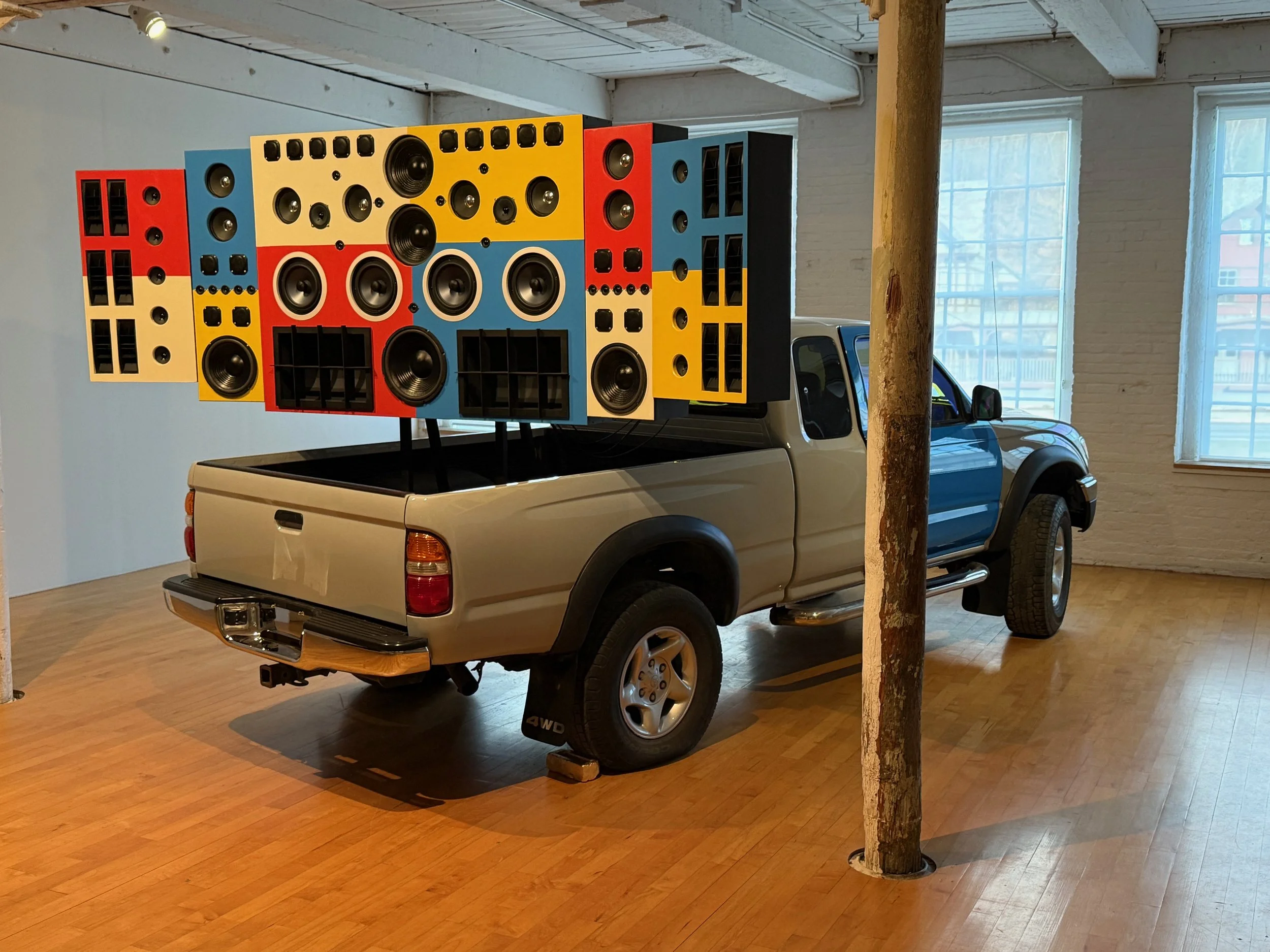 This Sound Cannon from Osman Khan's Road to Hybridibad was created using a 2nd generation Toyota Tacoma and a custom built stereo array inspired by various stereo and car audio cultures around the world. 

I had a lot of fun working closely with Osma
