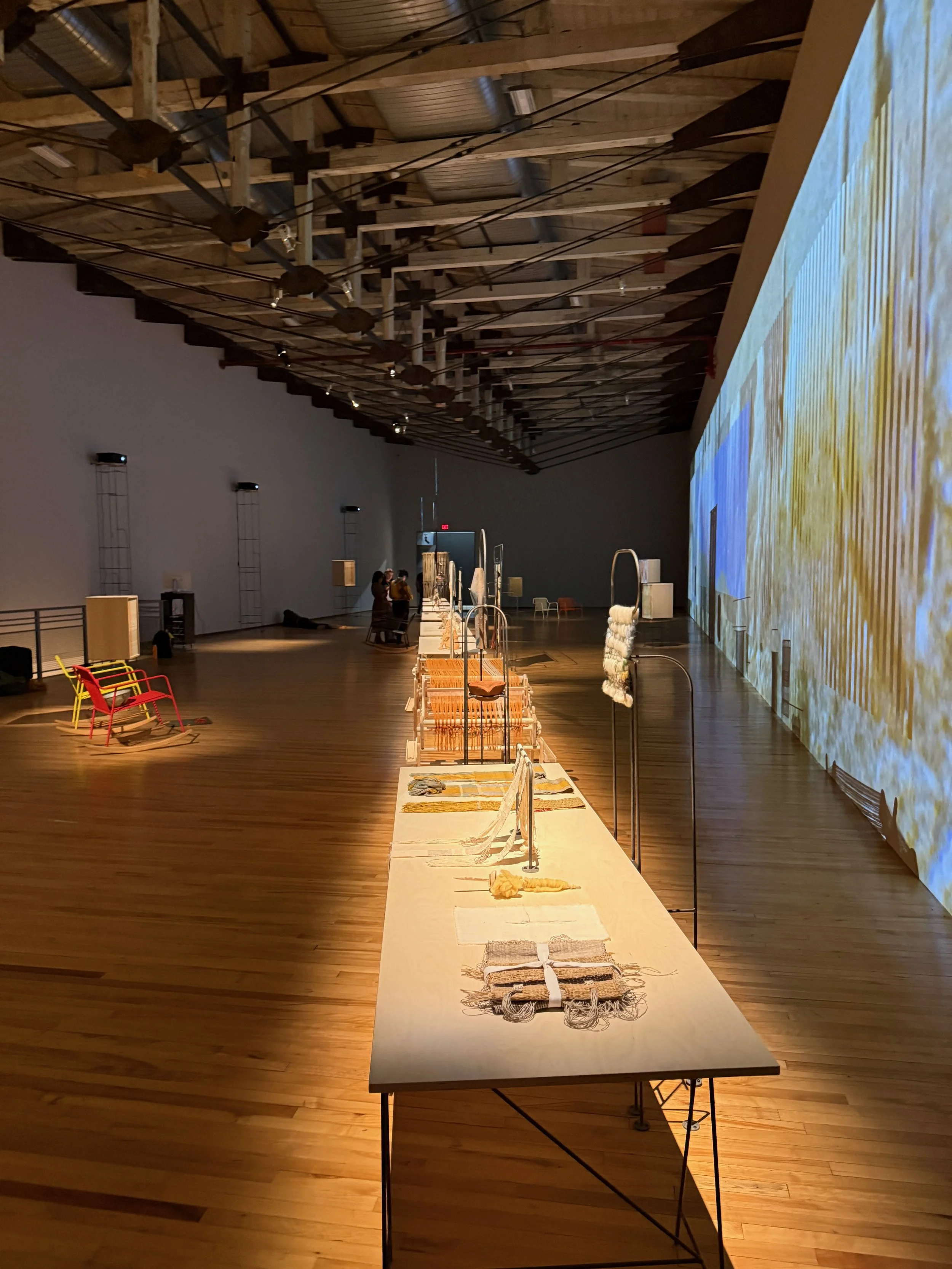 Jimena Sarno's Rhapsody. For this exhibition I welded prototypes for the steel exhibit furniture and designed the light in the main space.