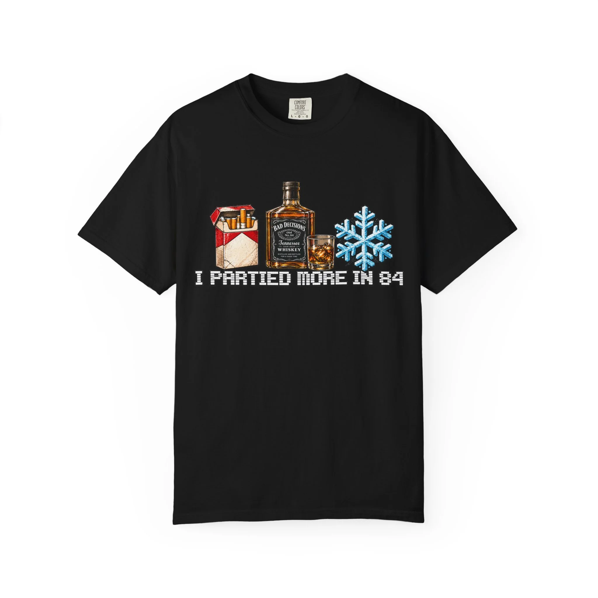 Retro Whiskey & Snowflake T-Shirt — 