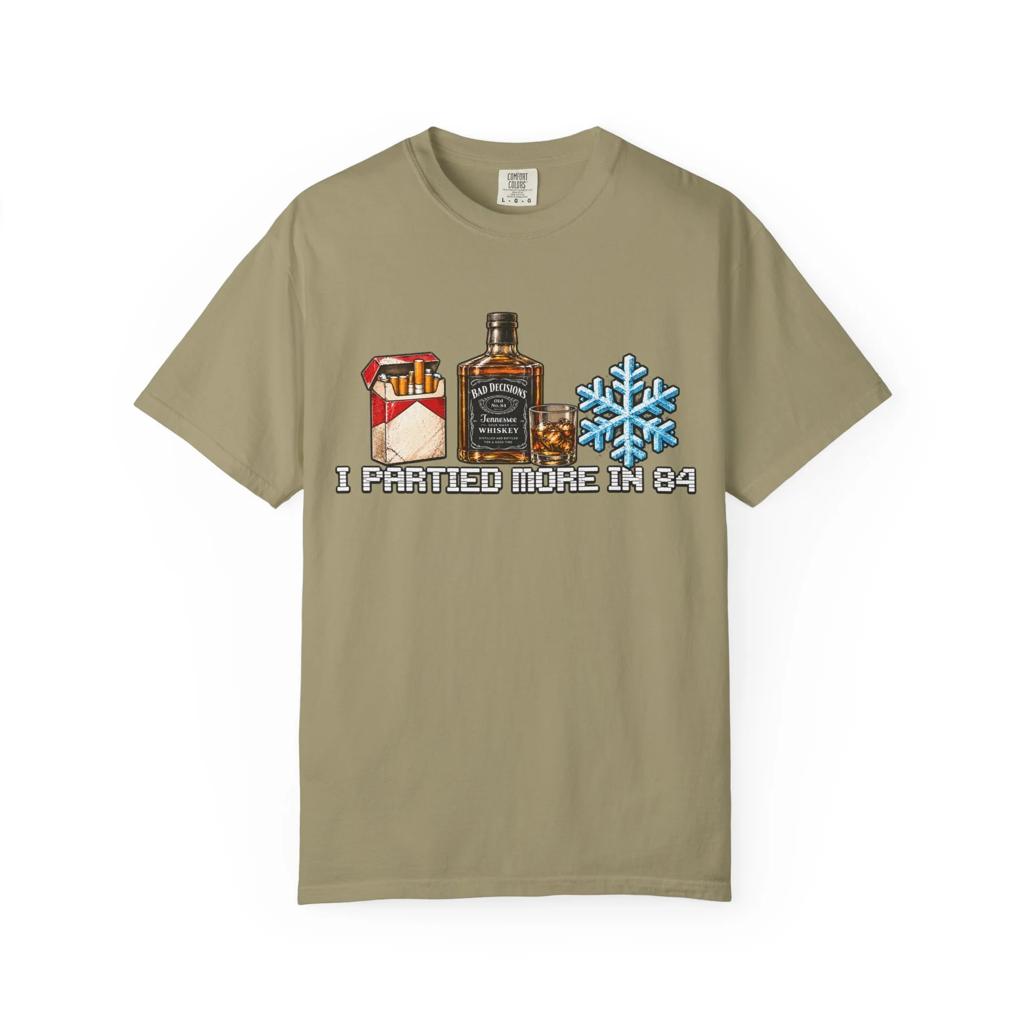 Retro Whiskey & Snowflake T-Shirt — 
