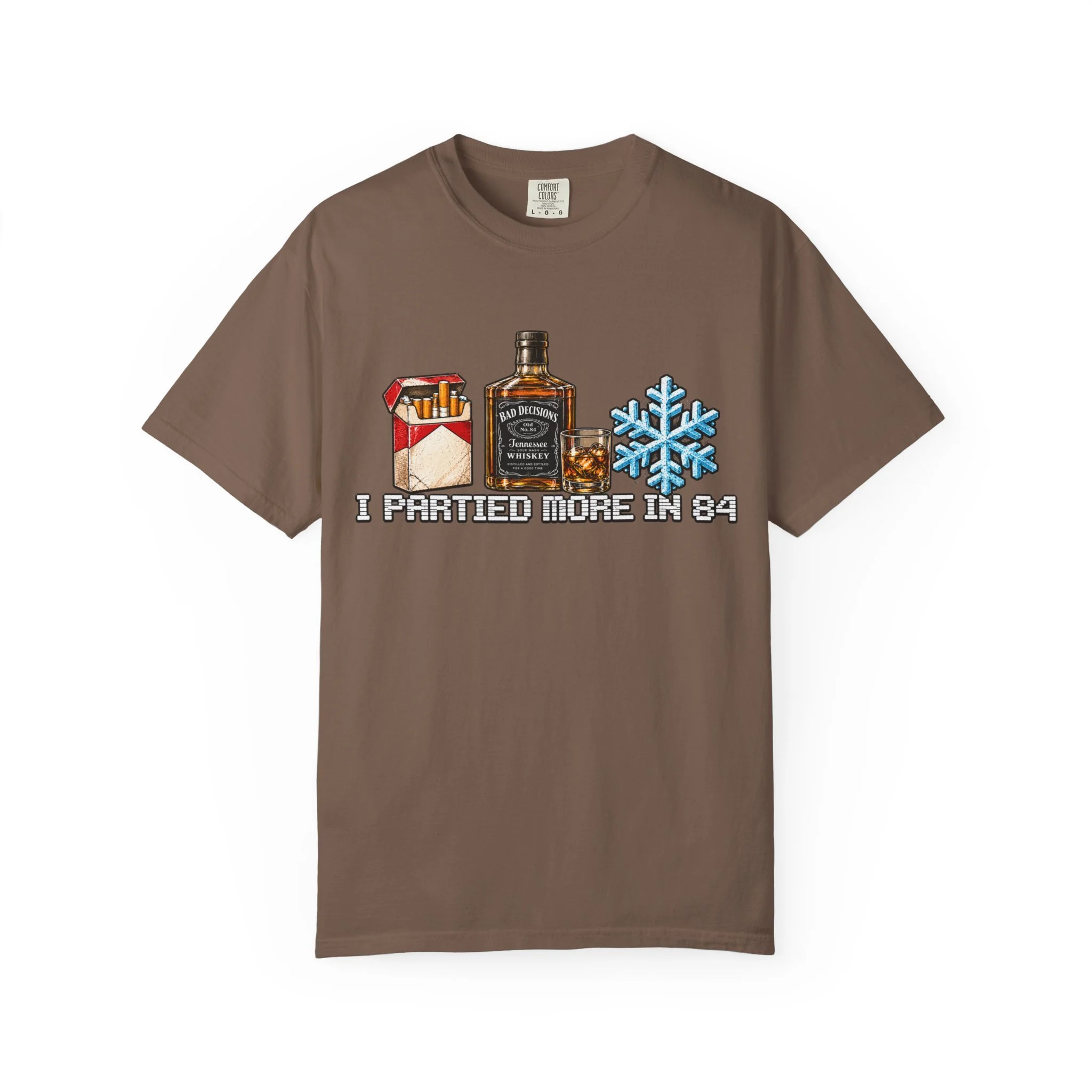 Retro Whiskey & Snowflake T-Shirt — 