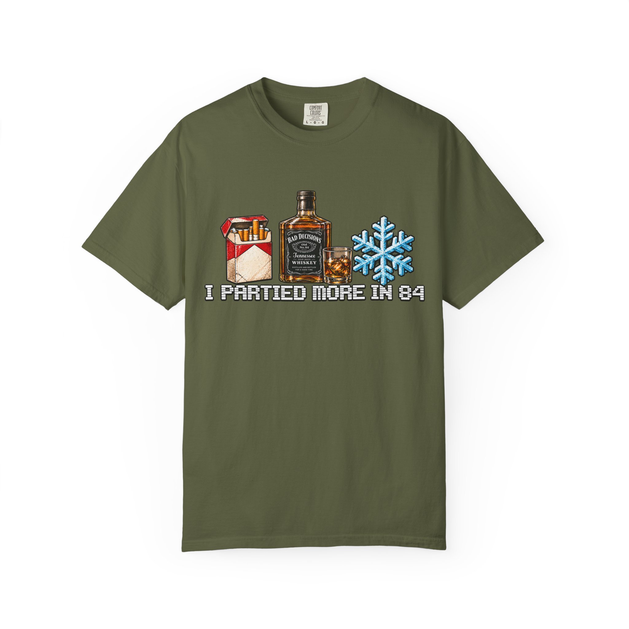 Retro Whiskey & Snowflake T-Shirt — 