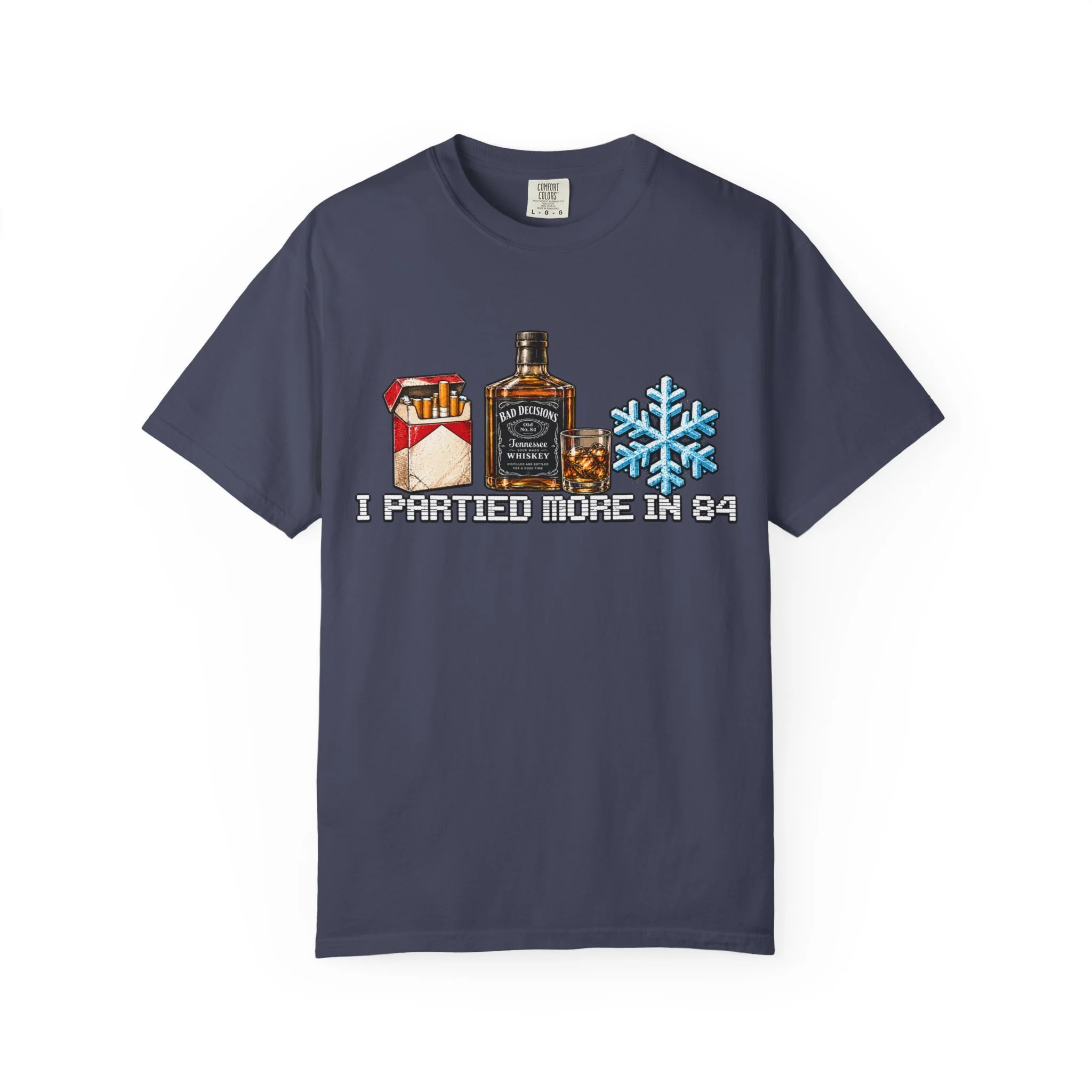 Retro Whiskey & Snowflake T-Shirt — 