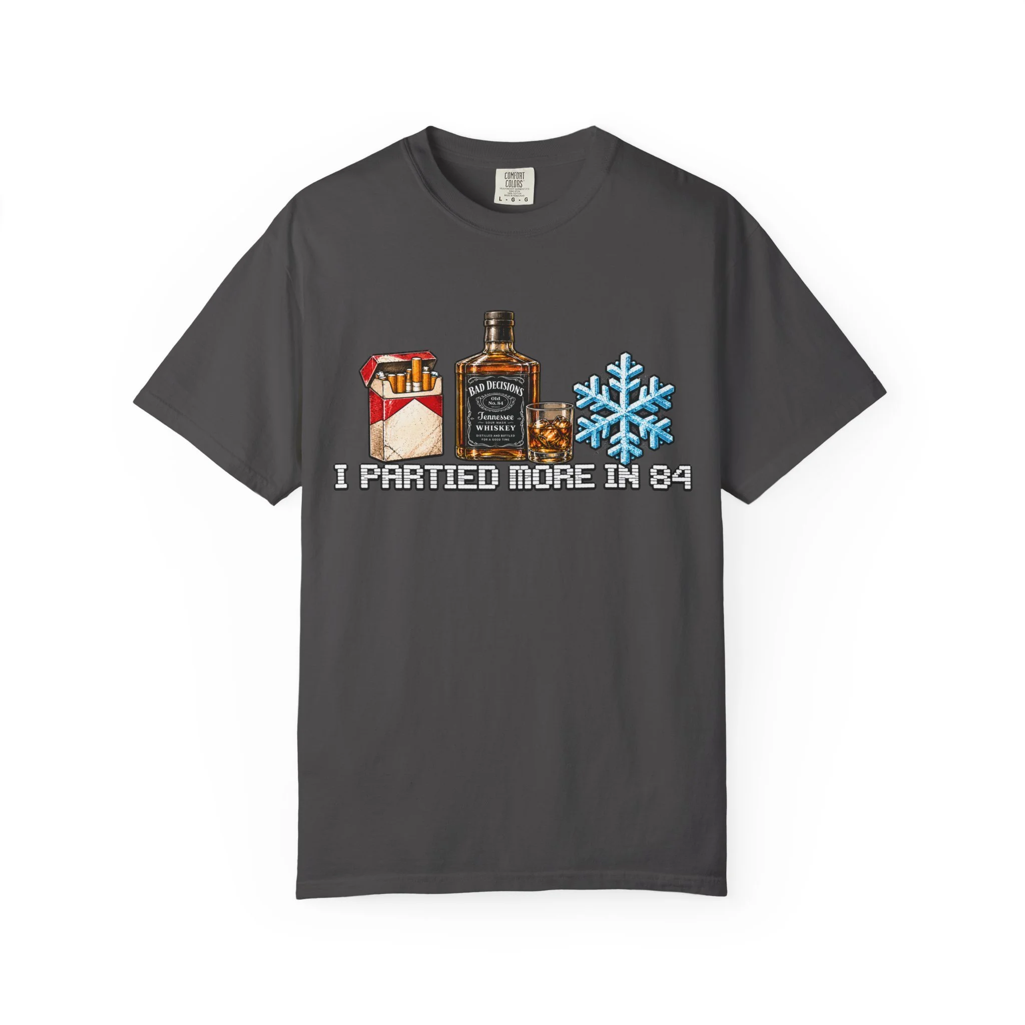 Retro Whiskey & Snowflake T-Shirt — 