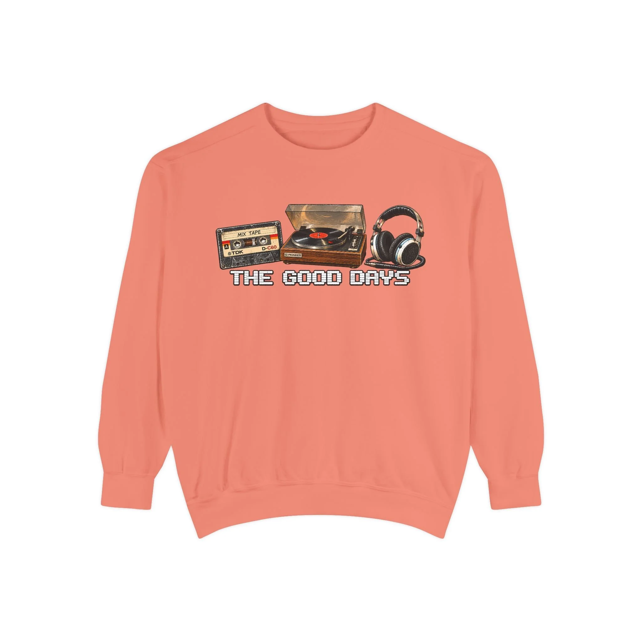 Retro Audio 'The Good Days' Sweatshirt — Vintage Cassette & Turntable Crewneck