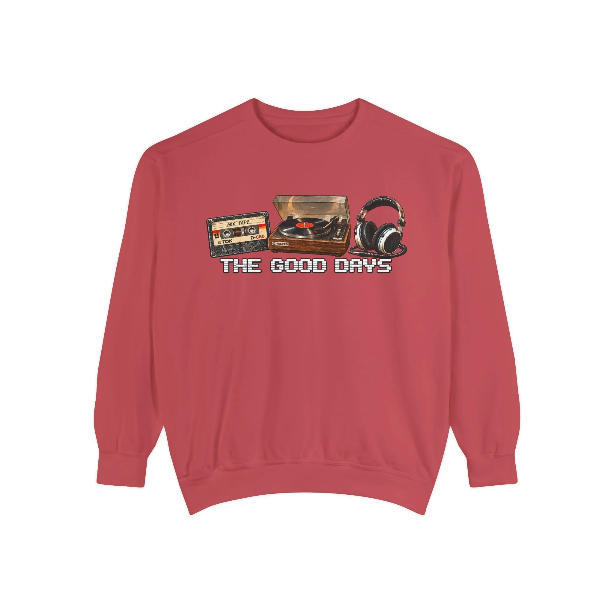 Retro Audio 'The Good Days' Sweatshirt — Vintage Cassette & Turntable Crewneck