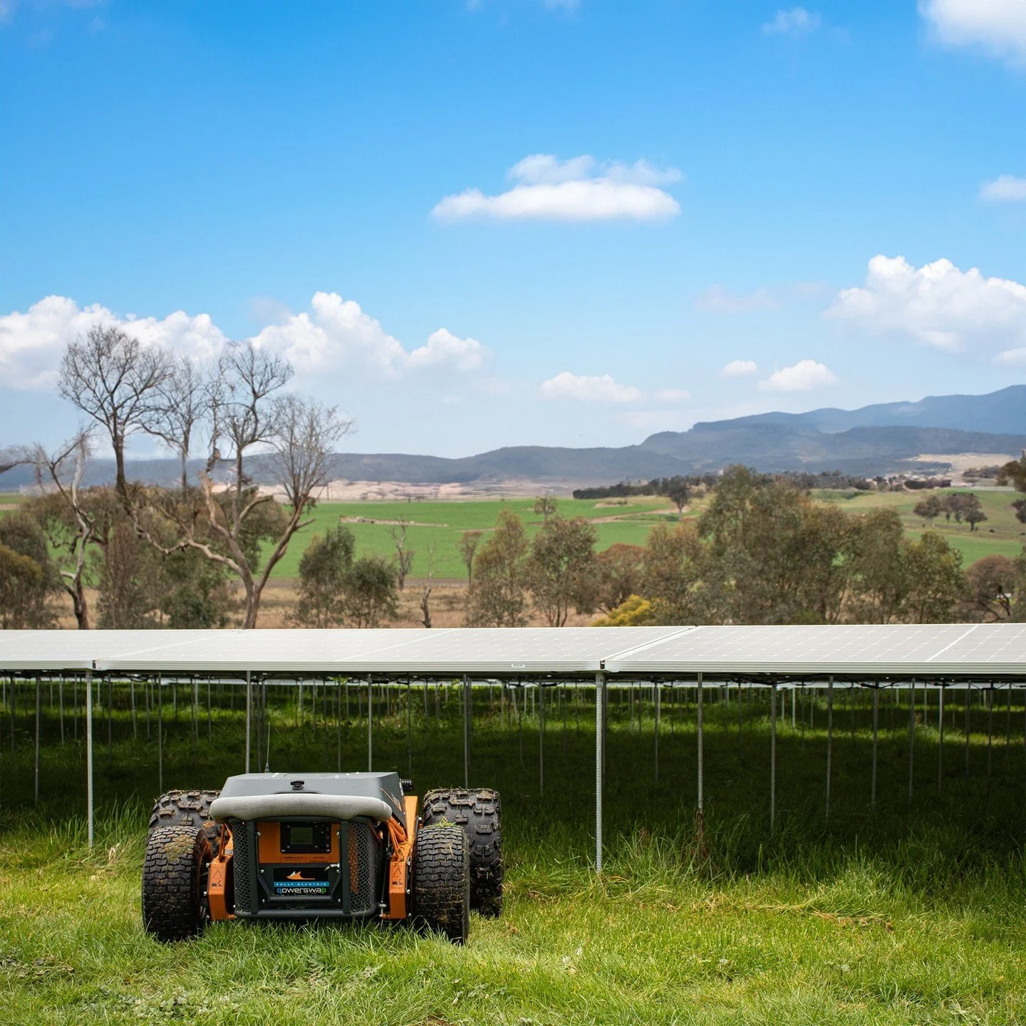 Solar panels, being quite low, don&rsquo;t allow for ride on mowers to fit under. Push mowers can only go so far, with the height of the person also creating a problem.

Raymo is only 50cm high, so it handles solar panels, low branches and other low 