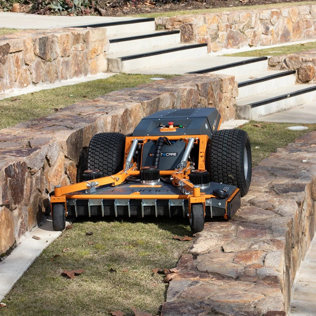 Raymo is perfect for those harder to reach areas that a ride-on mower can&rsquo;t get to. Get the job done quicker and safely thanks to the remote-control feature and have landscaping done effortlessly.

Need a commercial solution fast?
➡️ Book an on