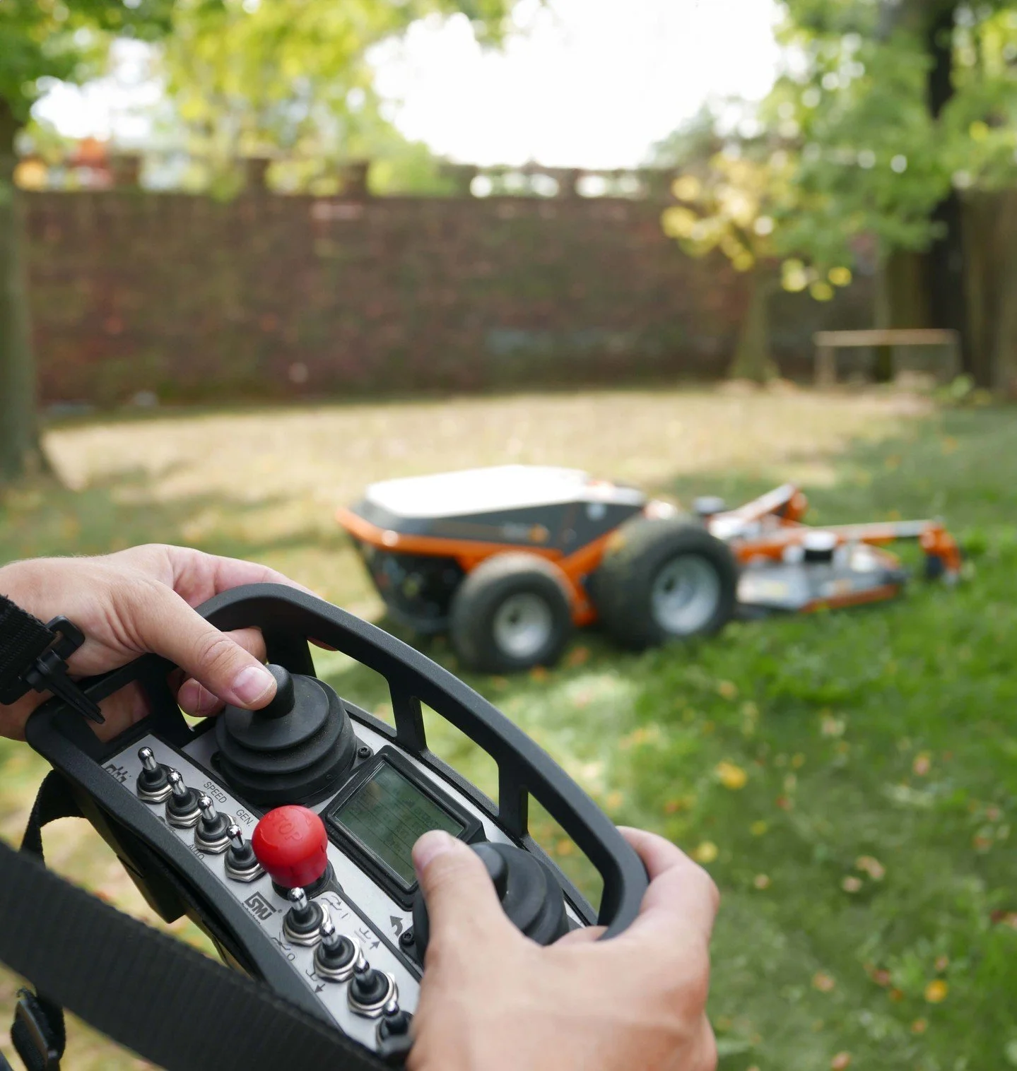 Why remote control matters:

✔ Operator safety first &ndash; no more riding up risky slopes or wading through rough terrain - you can control the mower from a safe vantage point.

✔ Precision where it counts &ndash; navigate tight vineyards, orchards